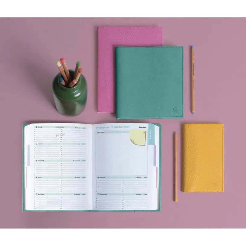 Agenda 2027 EXACOMPTA Lady 16S - 9 x 16 cm - 1 semaine + notes - Orientation horizontale - Alysse jaune - 3660942090971
