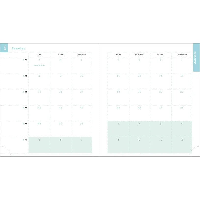 Agenda 2027 EXACOMPTA Lady 18 - 15 x 17 cm - 1 semaine + notes - Orientation horizontale - Alysse vert lagon - 3660942091213