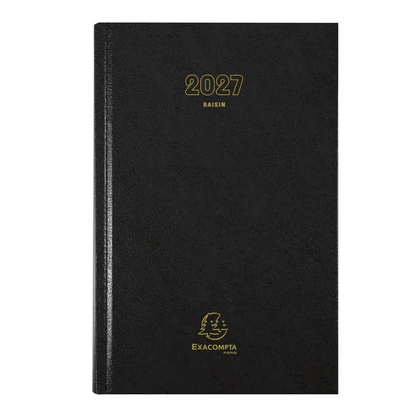 Agenda 2027 EXACOMPTA Raisin - 16,5 x 24,5 cm - 1 jour par page - Orientation horizontale - Noir - 3660942007658