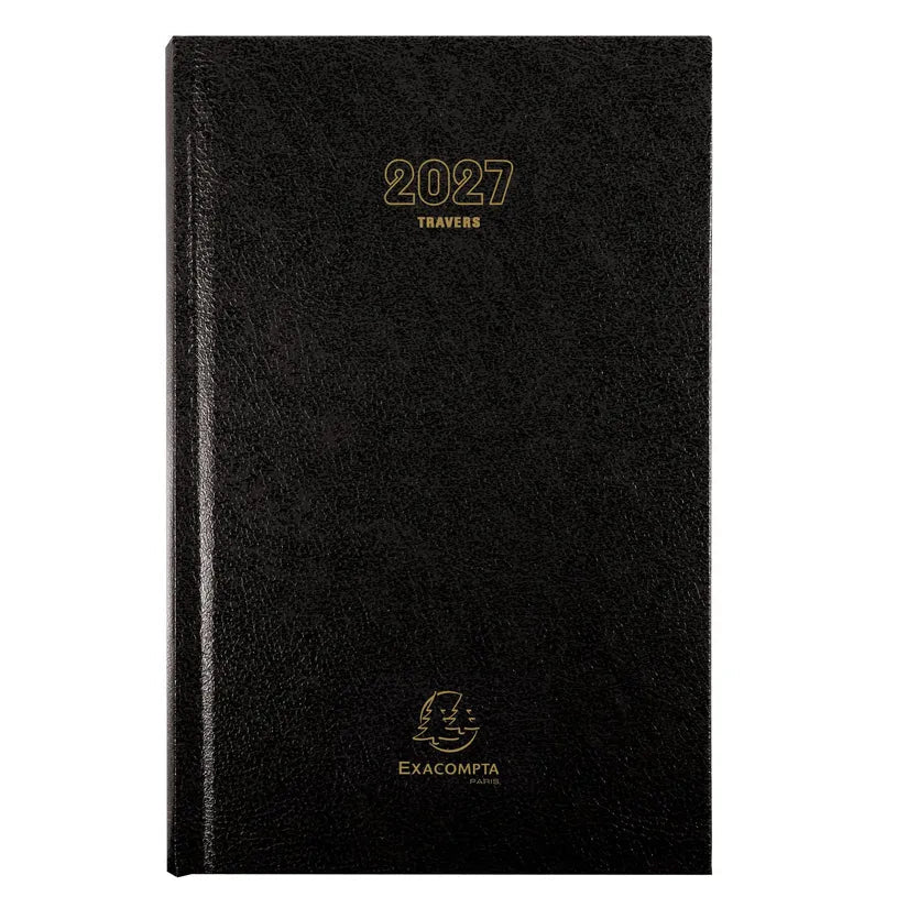 Agenda 2027 EXACOMPTA Travers - 13,5 x 21 cm - 1 jour par page - Orientation verticale - Noir - 3660942007580