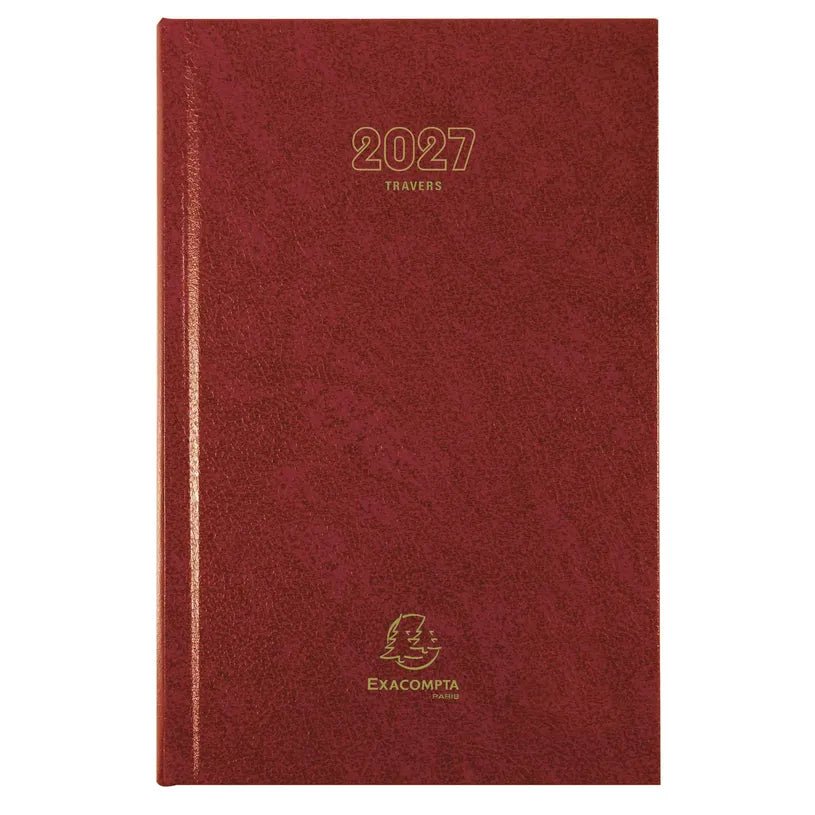 Agenda 2027 EXACOMPTA Travers - 13,5 x 21 cm - 1 jour par page - Orientation verticale - Rouge - 3660942007580