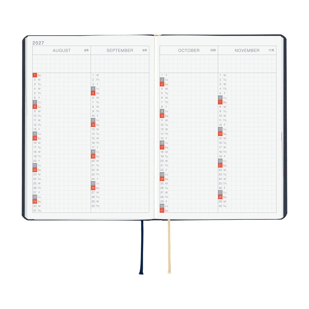 Agenda 2027 HOBONICHI HON - A6 - Slash (Navy) - 