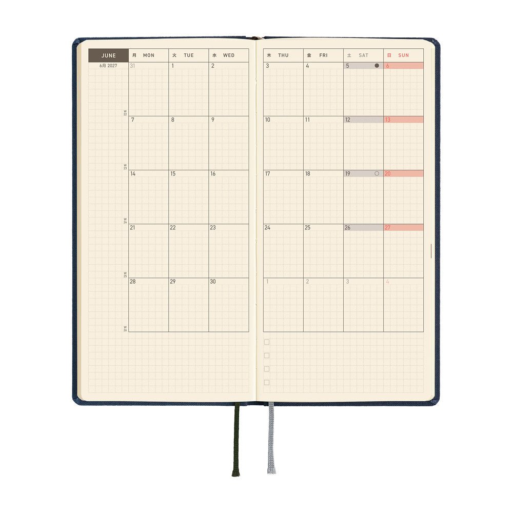 Agenda 2027 HOBONICHI Techo Weeks - Colors : Midnight Blue - 