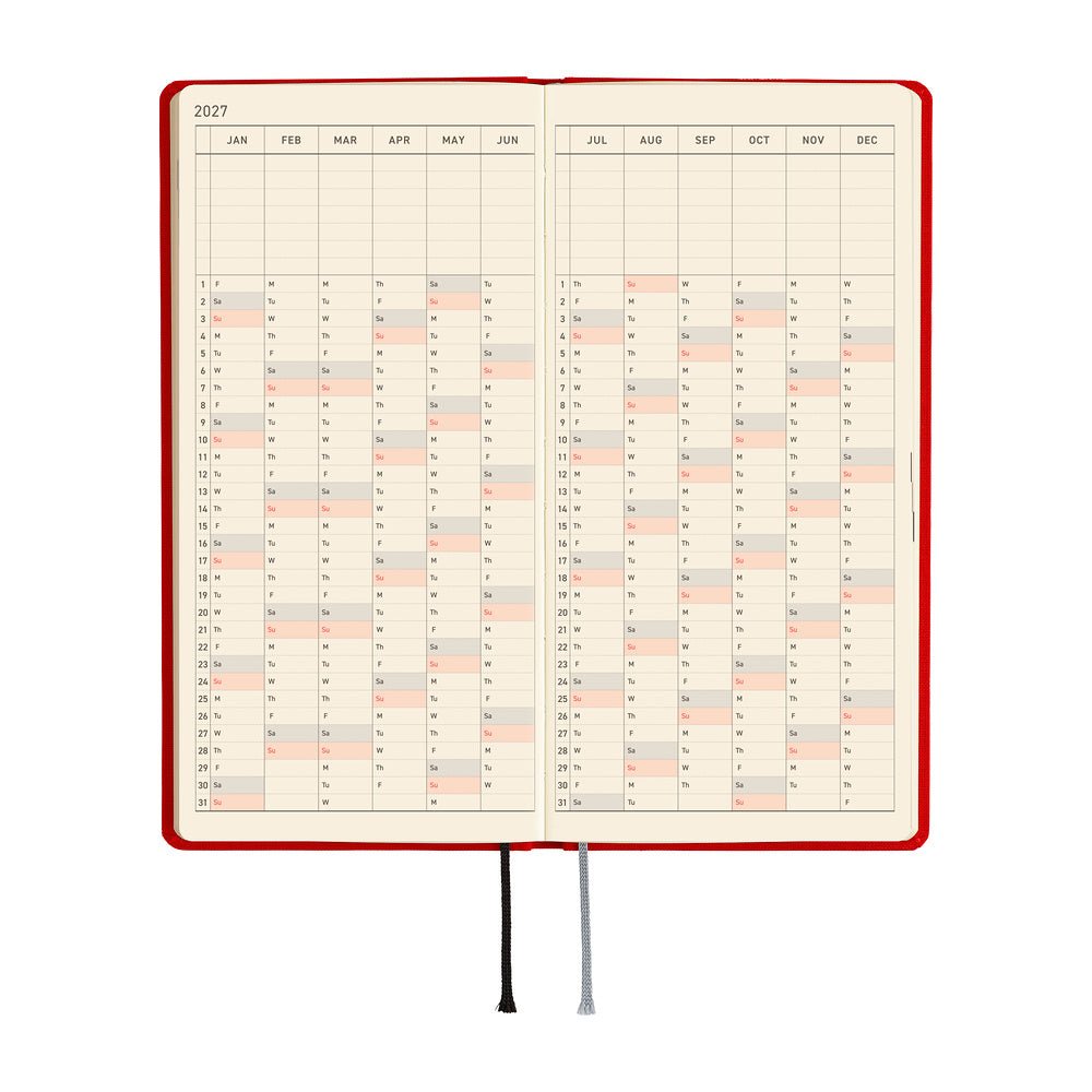 Agenda 2027 HOBONICHI Techo Weeks - Colors : Poppy Red - 