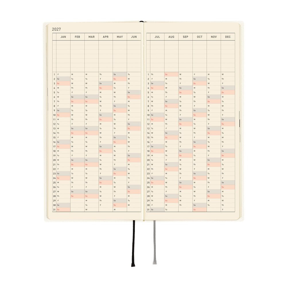 Agenda 2027 HOBONICHI Techo Weeks - White Line : Ivory - 