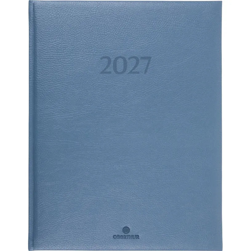 Agenda 2027 OBERTHUR London - 21 x 27 cm - 1 semaine sur 2 pages - Orientation verticale - Bleu gris - 3664447231945