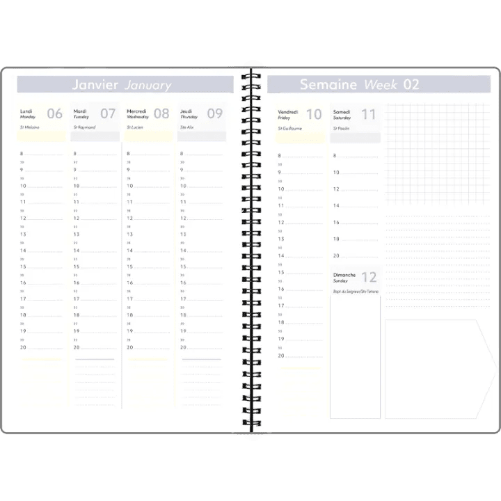 Agenda 2027 OBERTHUR Primrose - 16 x 24 cm - 1 semaine sur 2 pages - Orientation verticale - Vert canard - 3664447229379