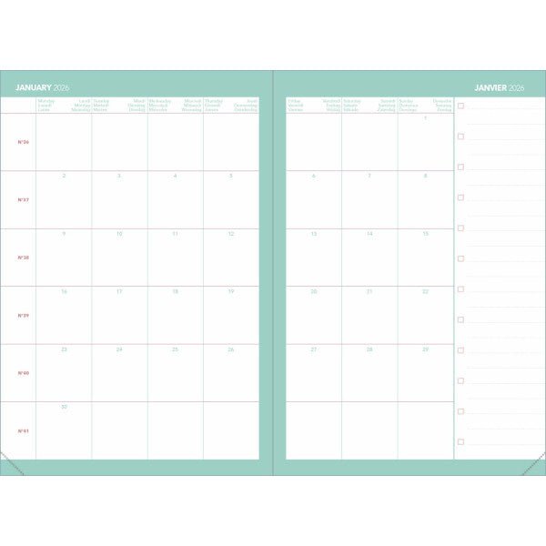 Agenda 2027 QUO VADIS Affaires Color - 10 x 15 cm - 1 semaine sur 2 pages - Orientation verticale - Ella noir - 3371010544530