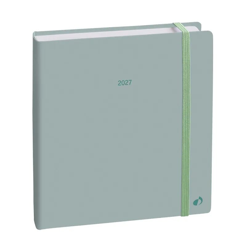 Agenda 2027 QUO VADIS Exécutif Color - 16 x 16 cm - 1 semaine sur 2 pages - Orientation verticale - Pastel vert - 3371010544035