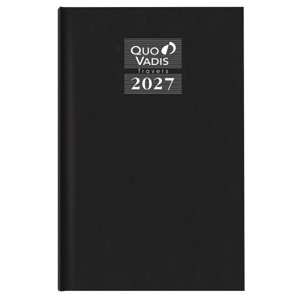 Agenda 2027 QUO VADIS Travers - 13 x 21 cm - 1 jour par page - Orientation horizontale - Korex noir - 3371010132959