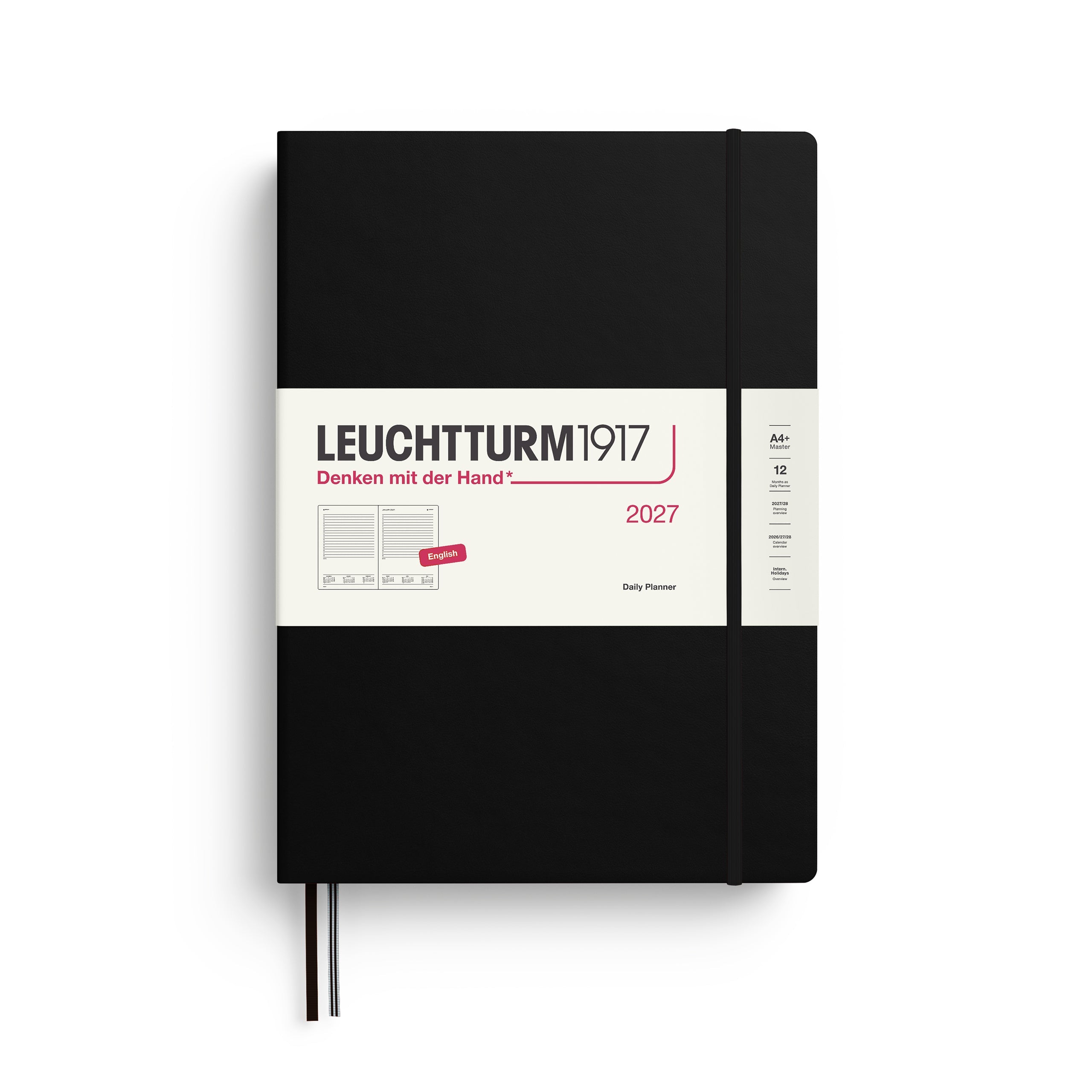 Agenda Journalier 2027 LEUCHTTURM1917, Anglais - A4+ - Hardcover - Black - 4070292003092