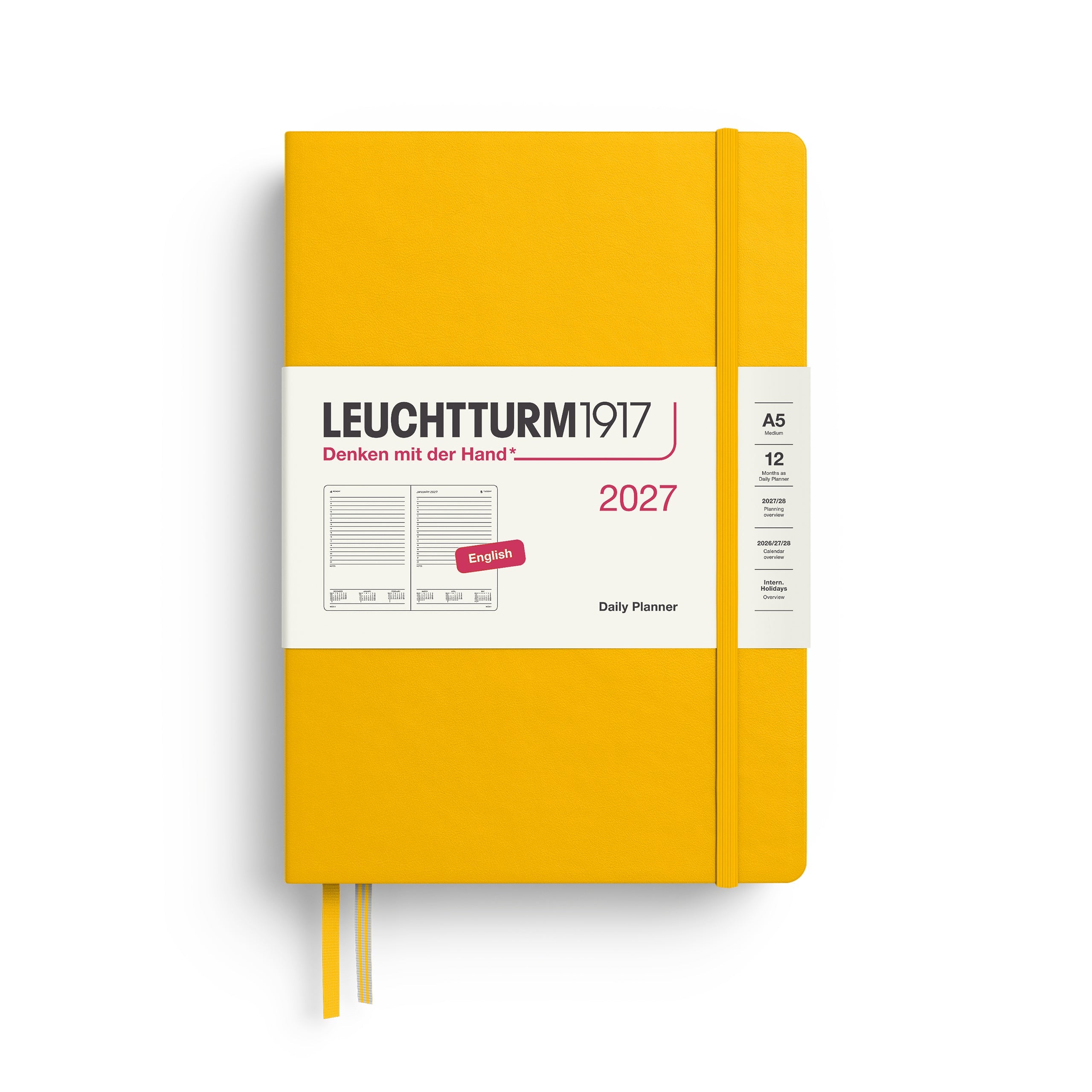 Agenda Journalier 2027 LEUCHTTURM1917, Anglais - A5 - Hardcover - Sunflower - 4070292003139