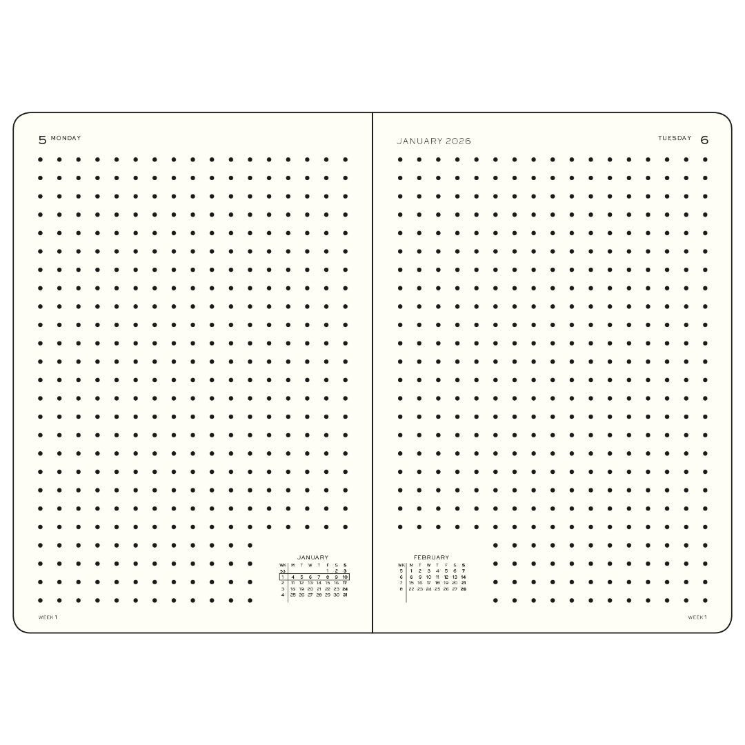 Agenda Journalier Pointillé 2027 LEUCHTTURM1917, Anglais - A5 - Hardcover - Black - 4070292003191