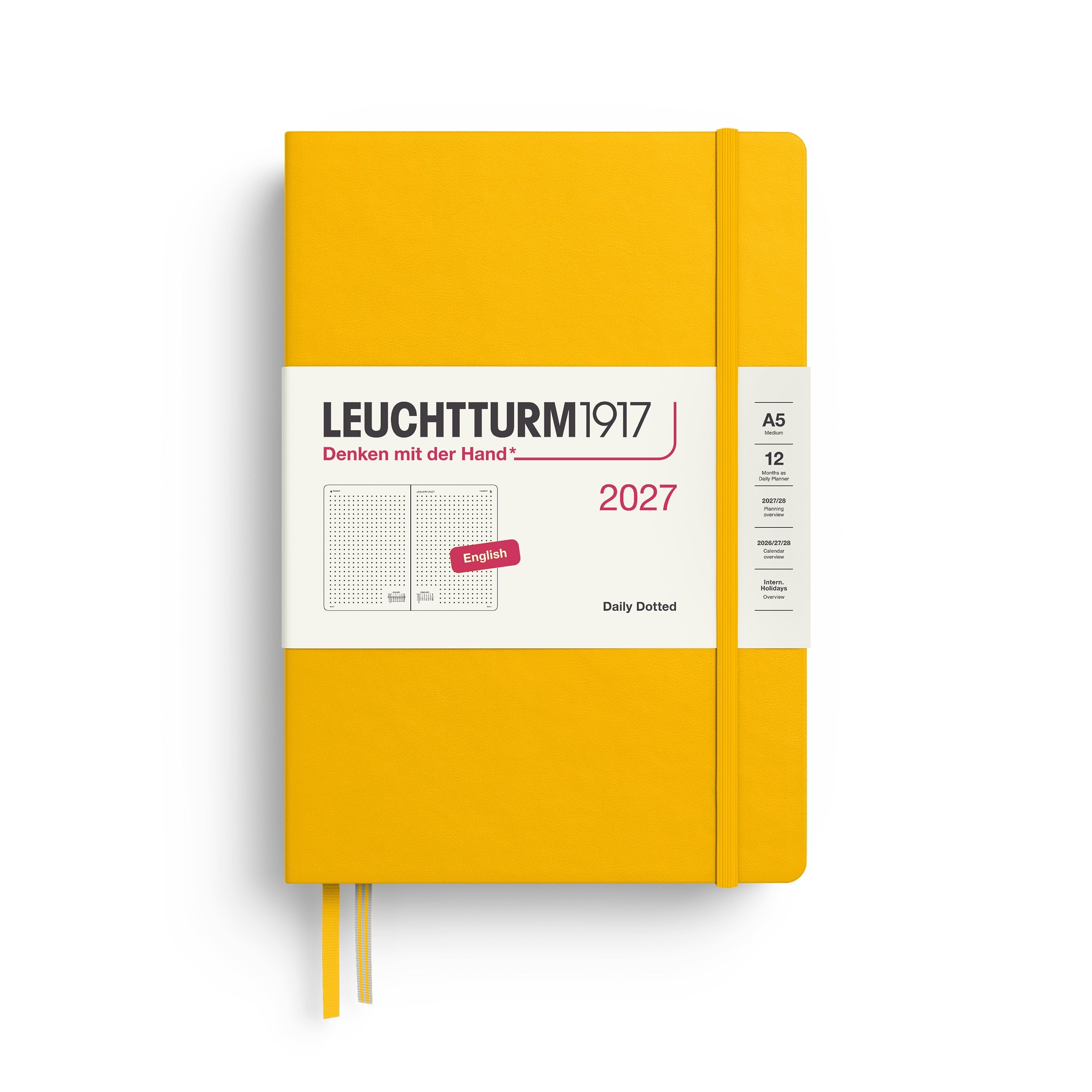Agenda Journalier Pointillé 2027 LEUCHTTURM1917, Anglais - A5 - Hardcover - Sunflower - 4070292003214