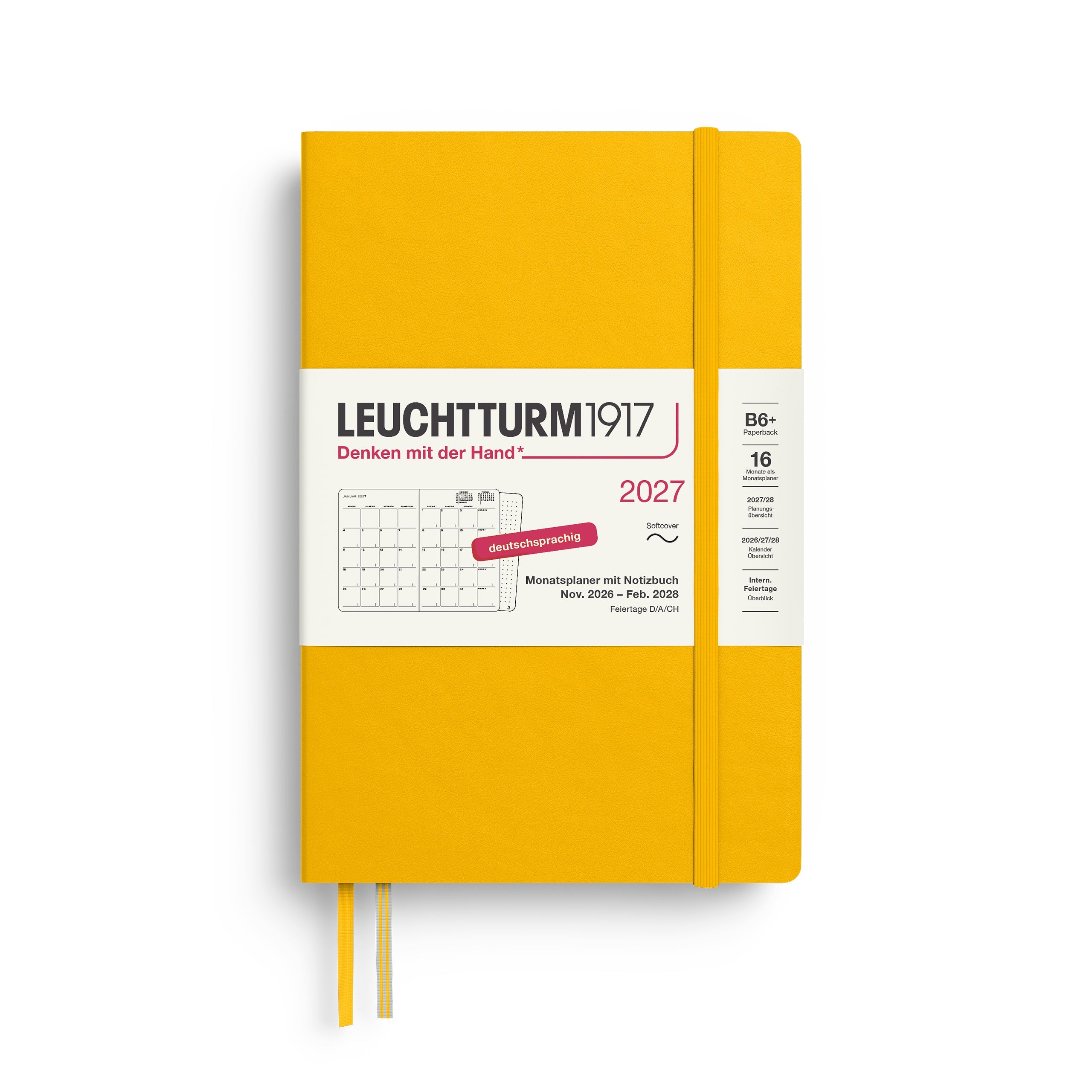 Agenda Mensuel 2027 LEUCHTTURM1917, Anglais - B6+ - Softcover - Sunflower - 4070292003290