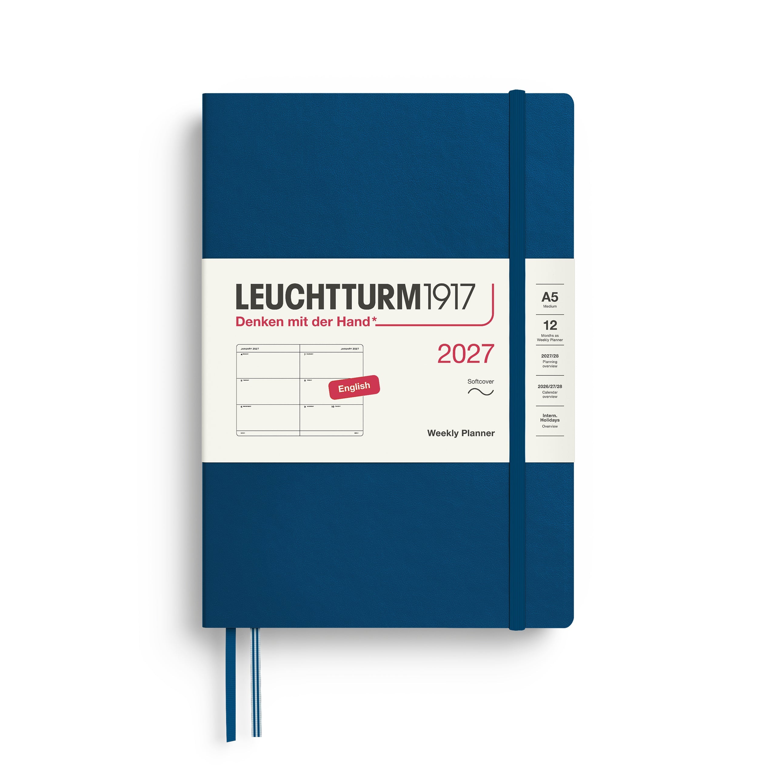 Agenda Semainier 2027 LEUCHTTURM1917, Anglais - A5 - Softcover - Indigo - 4070292002859