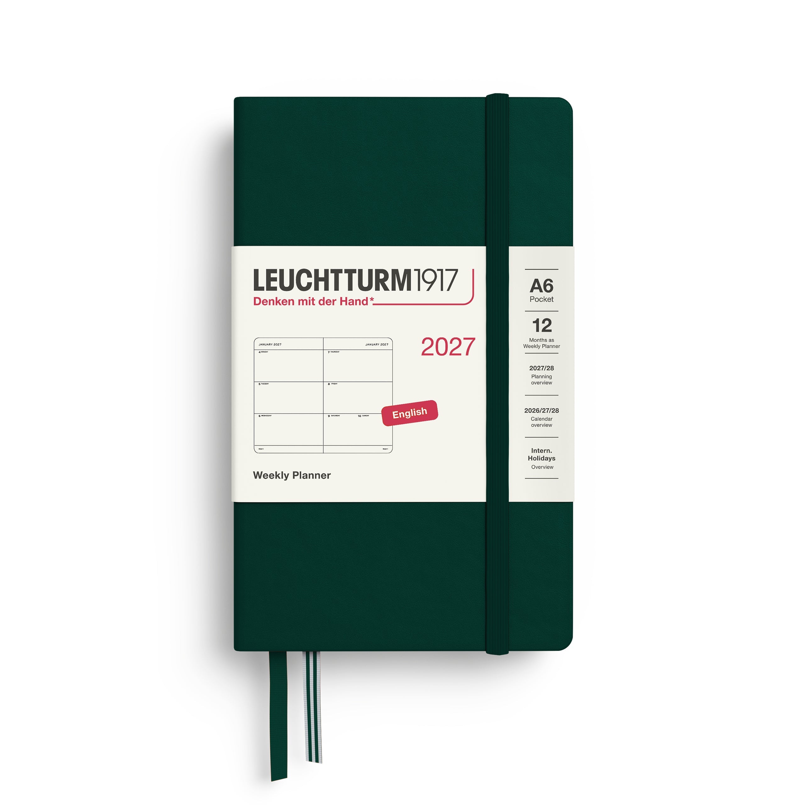 Agenda Semainier 2027 LEUCHTTURM1917, Anglais - A6 - Hardcover - Forest Green - 4070292002736