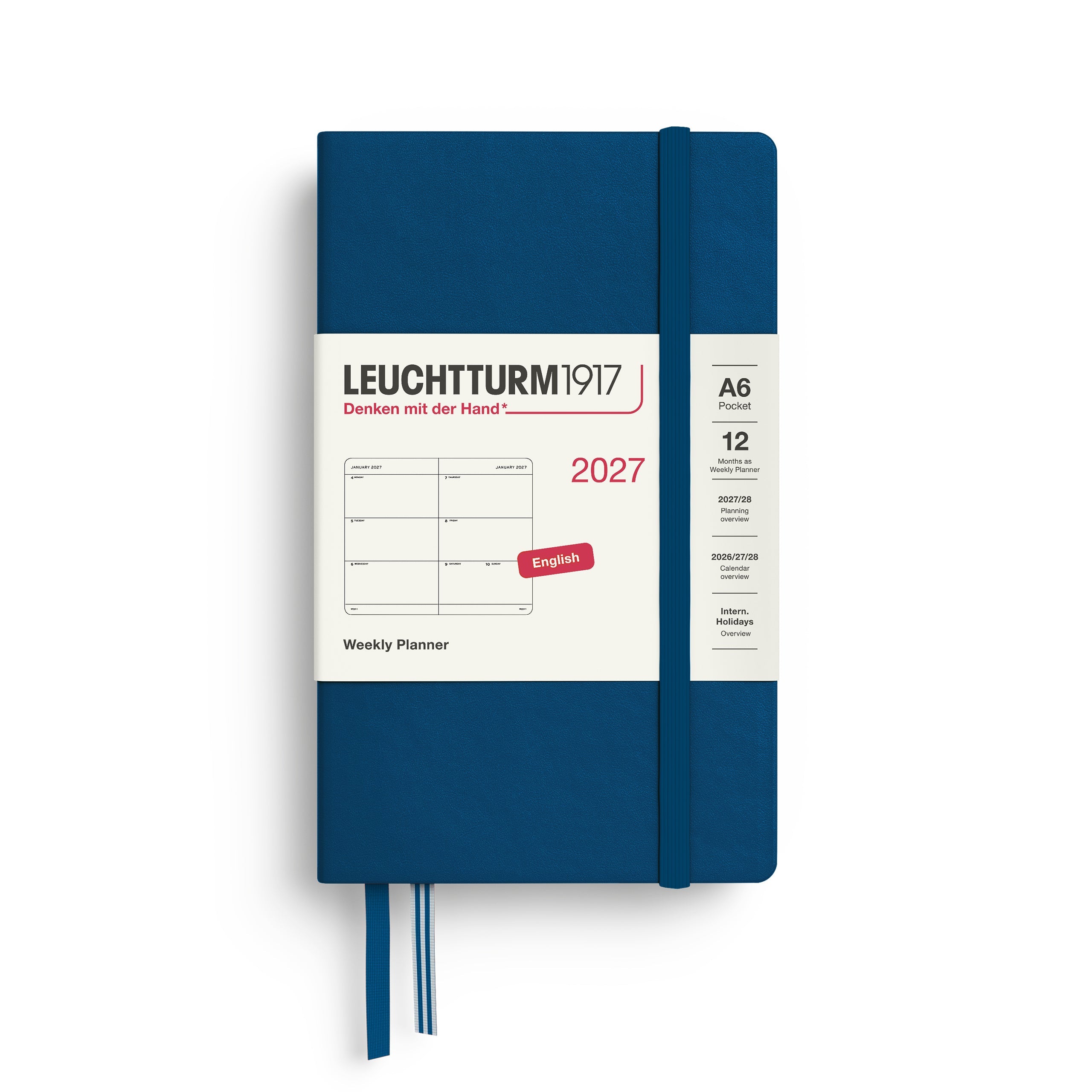 Agenda Semainier 2027 LEUCHTTURM1917, Anglais - A6 - Hardcover - Indigo - 4070292002743