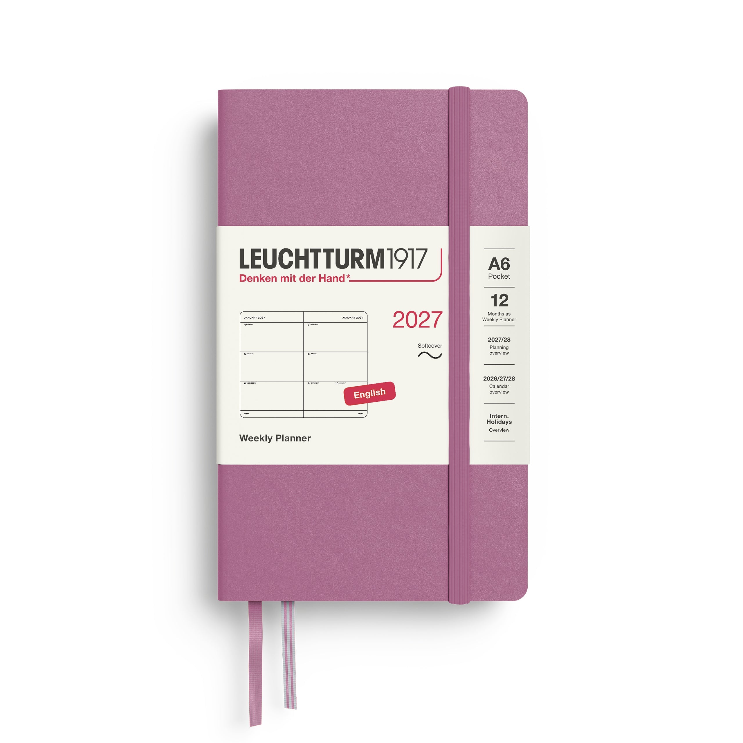 Agenda Semainier 2027 LEUCHTTURM1917, Anglais - A6 - Softcover - Dusty Rose - 4070292002873