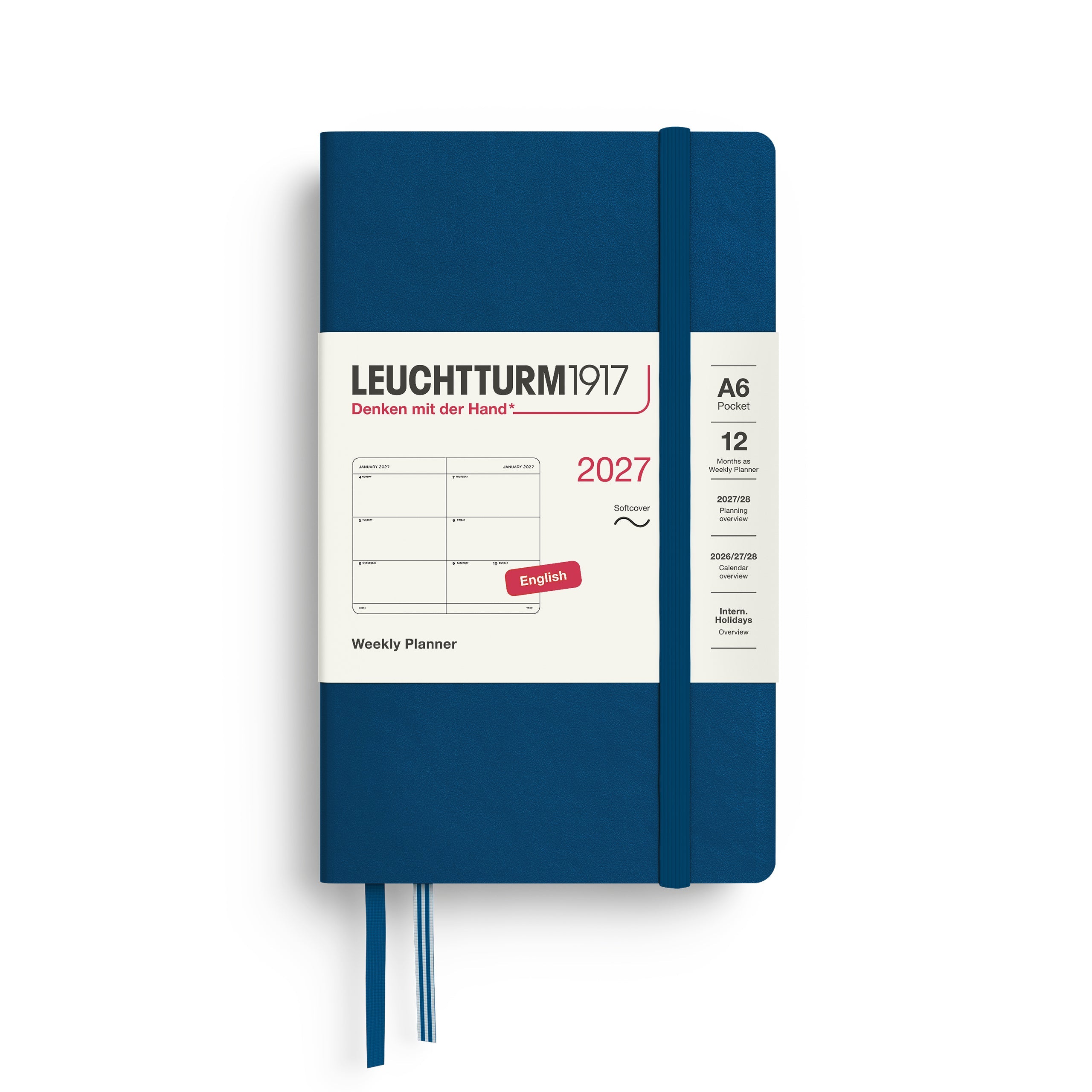 Agenda Semainier 2027 LEUCHTTURM1917, Anglais - A6 - Softcover - Indigo - 4070292002927
