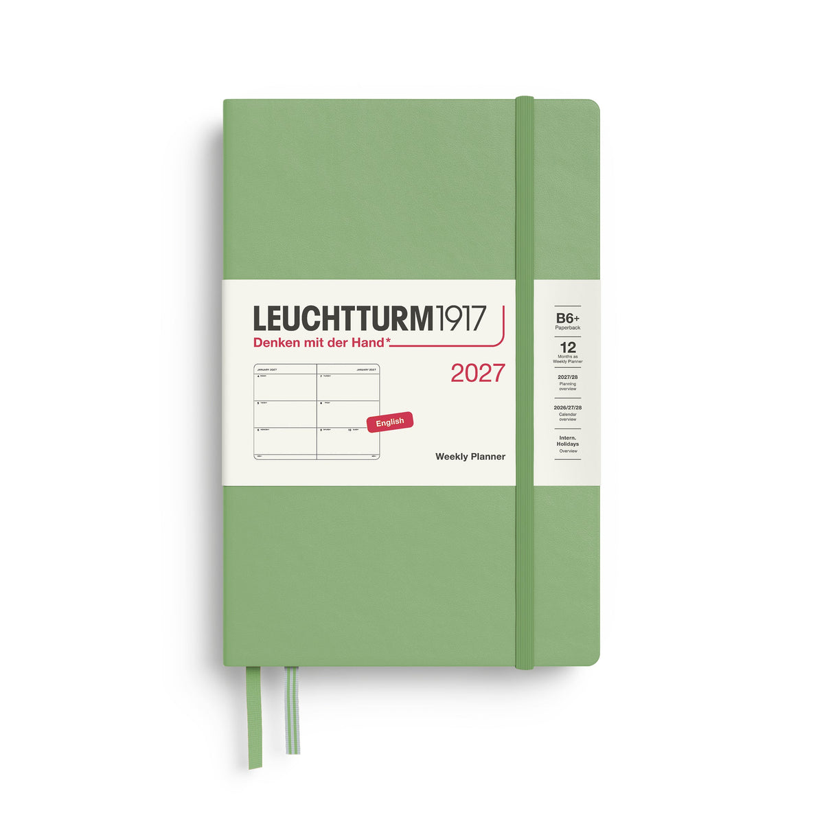 Agenda Semainier 2027 LEUCHTTURM1917, Anglais - B6+ - Hardcover - Sage - 4070292002651