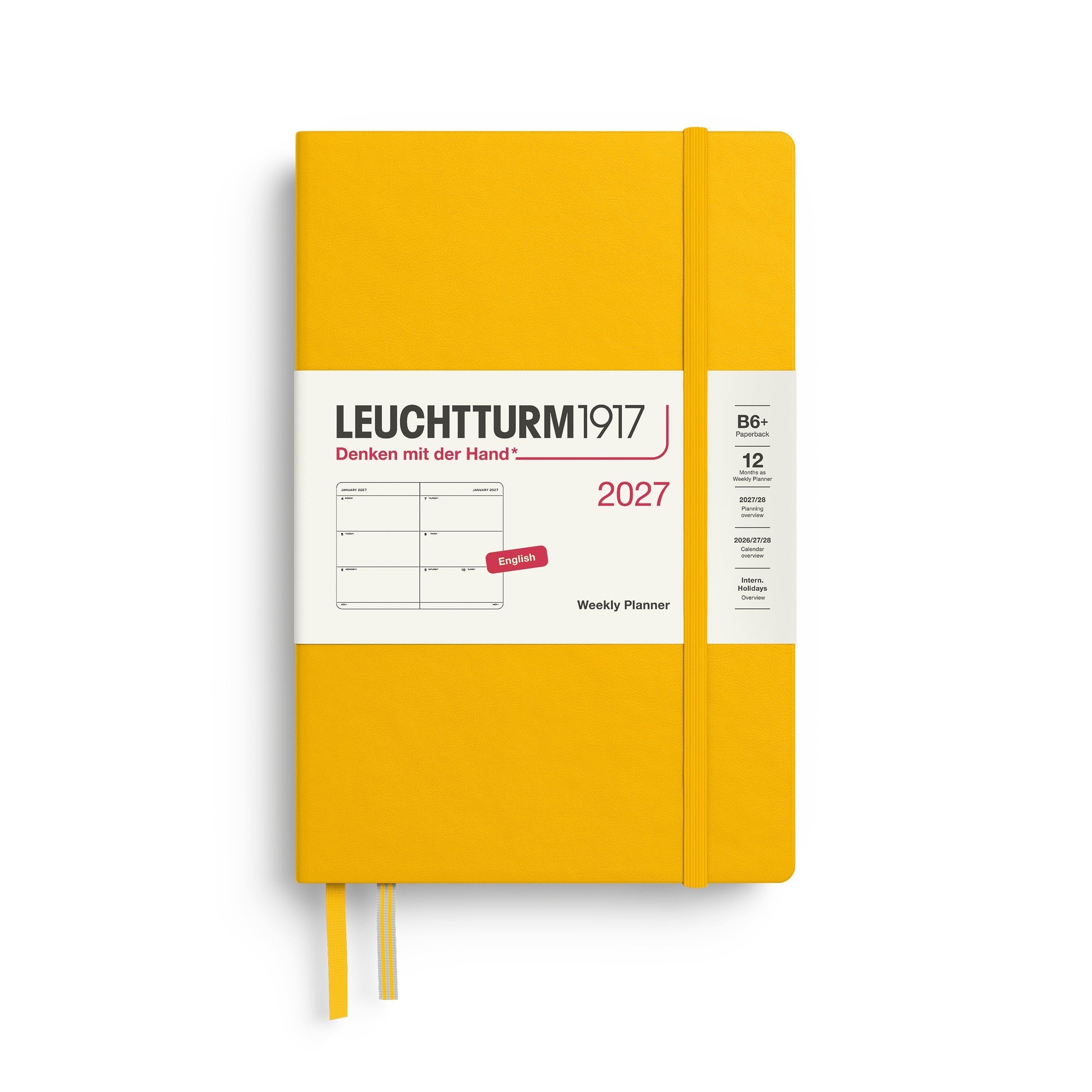 Agenda Semainier 2027 LEUCHTTURM1917, Anglais - B6+ - Hardcover - Sunflower - 4070292002644