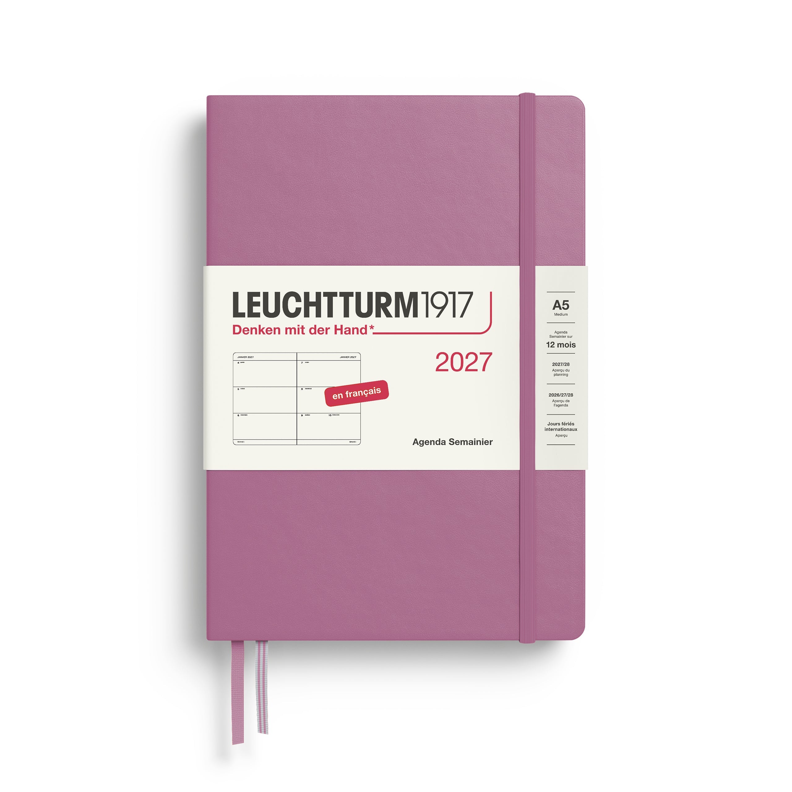 Agenda Semainier 2027 LEUCHTTURM1917, Français - A5 - Hardcover - Dusty Rose - 4070292003894
