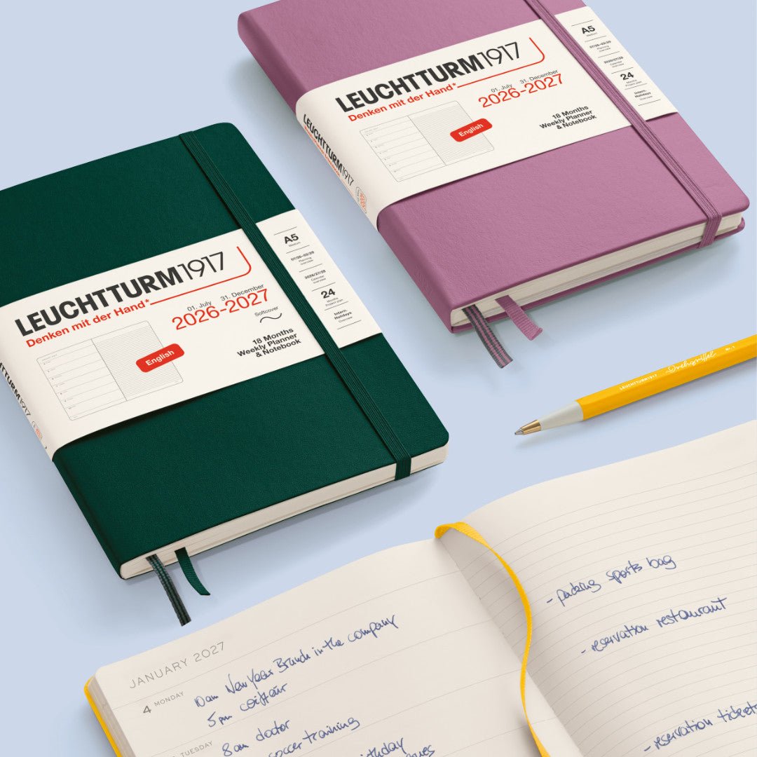 Agenda Semainier & Note Ligné 2026 - 2027 (18 mois) LEUCHTTURM1917, Anglais - A5 - Softcover - Forest Green - 4070292003382
