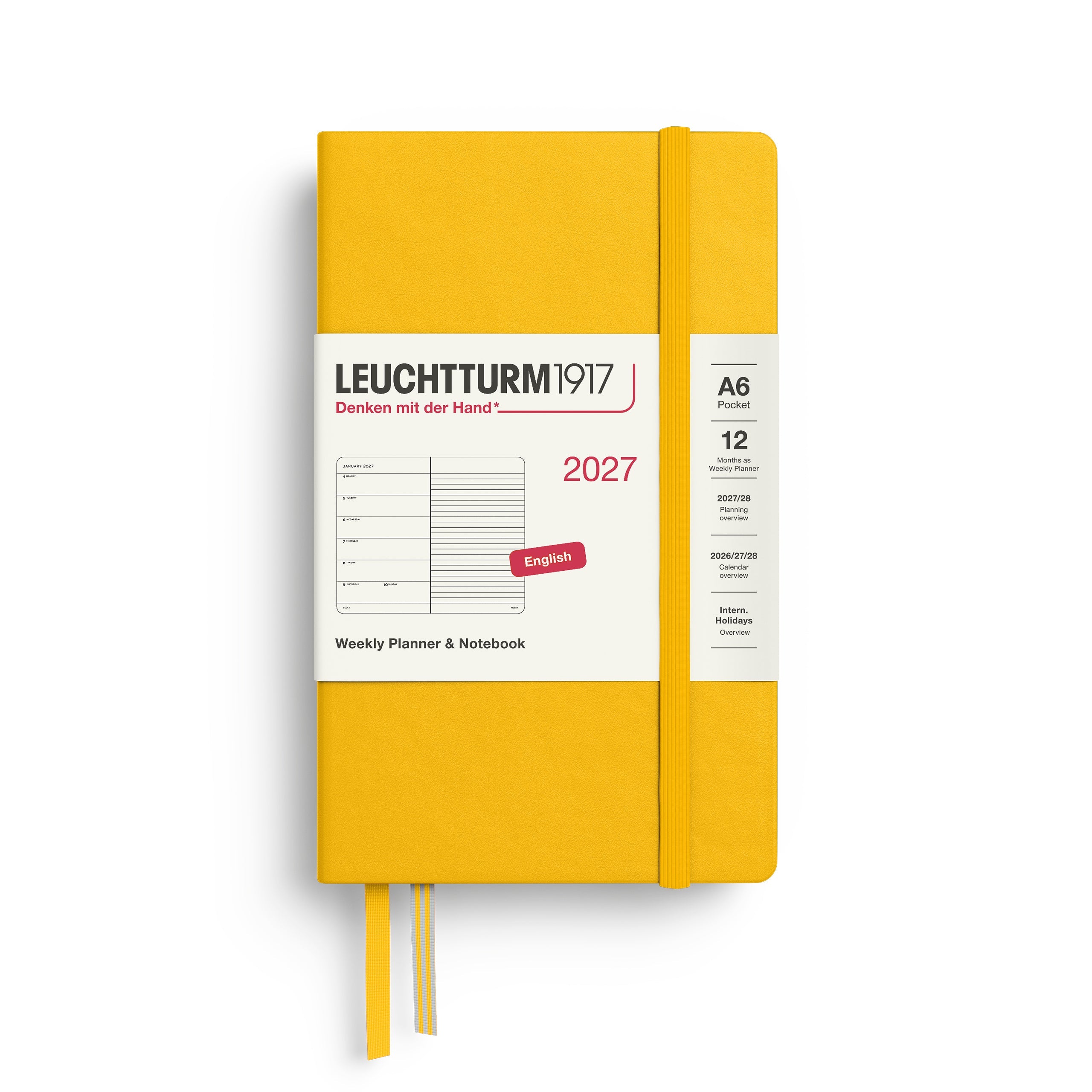 Agenda Semainier & Note Ligné 2027 LEUCHTTURM1917, Anglais - A6 - Hardcover - Sunflower - 4070292002132