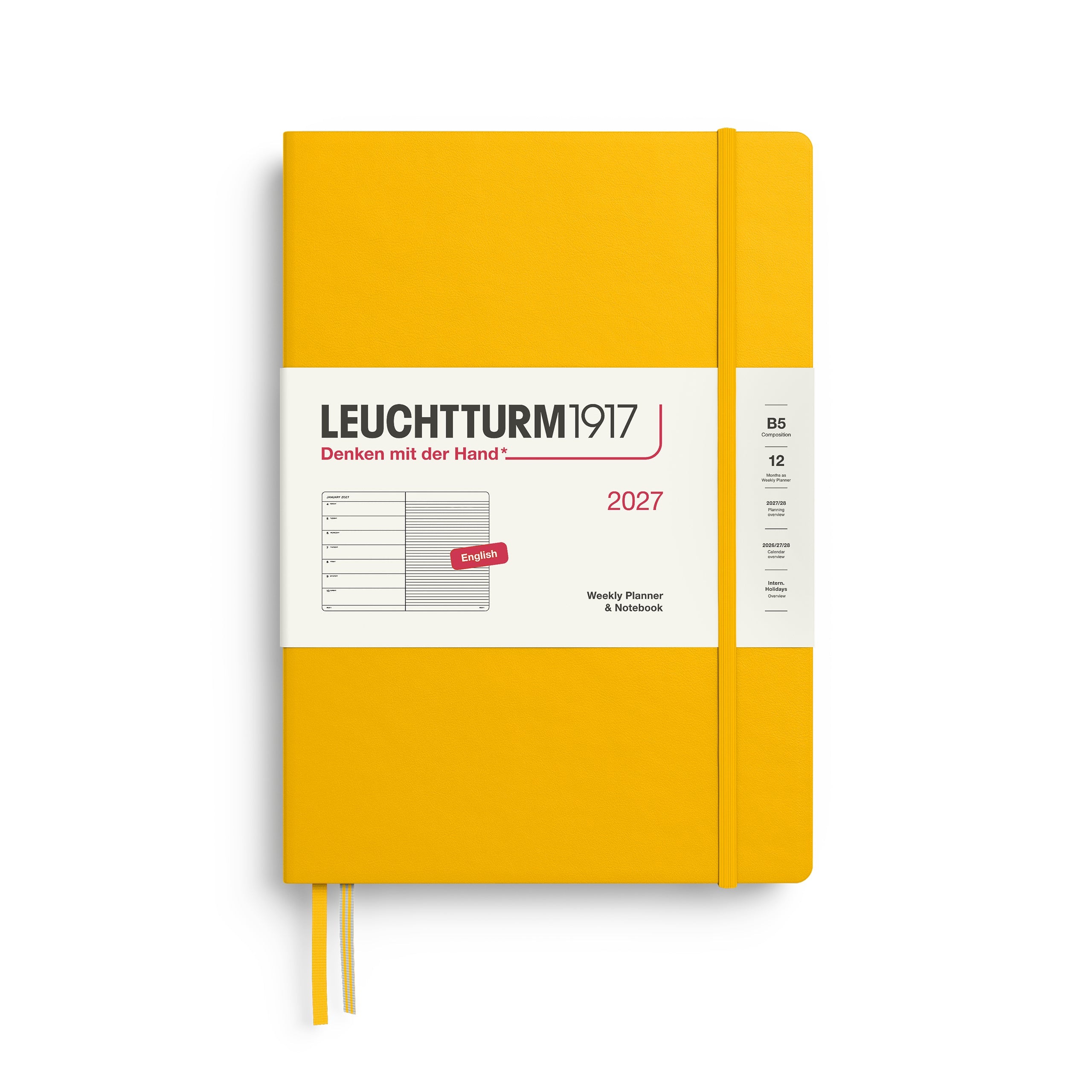 Agenda Semainier & Note Ligné 2027 LEUCHTTURM1917, Anglais - B5 - Hardcover - Sunflower - 4070292001944