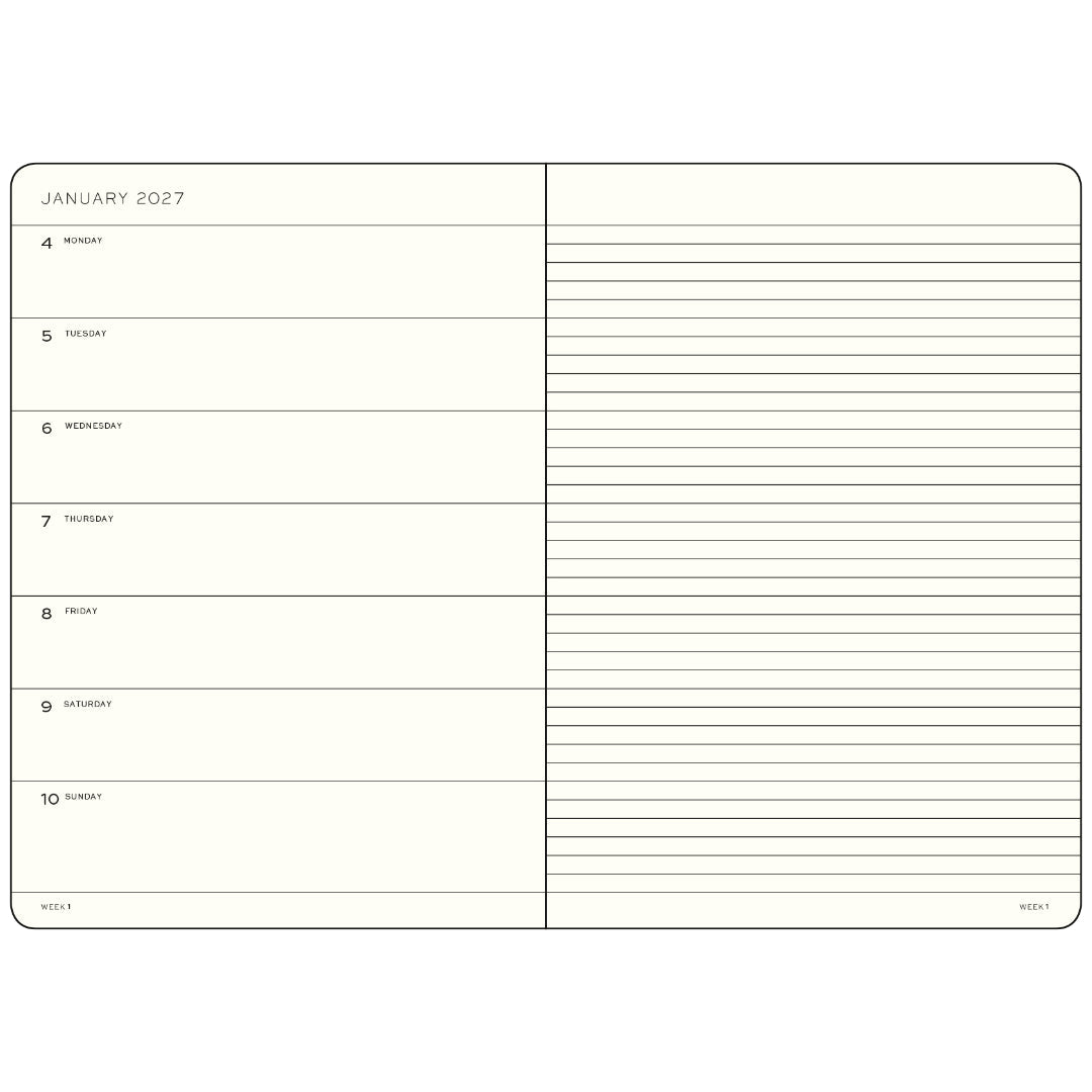 Agenda Semainier & Note Ligné 2027 LEUCHTTURM1917, Français - A5 - Softcover - Black - 4070292003733