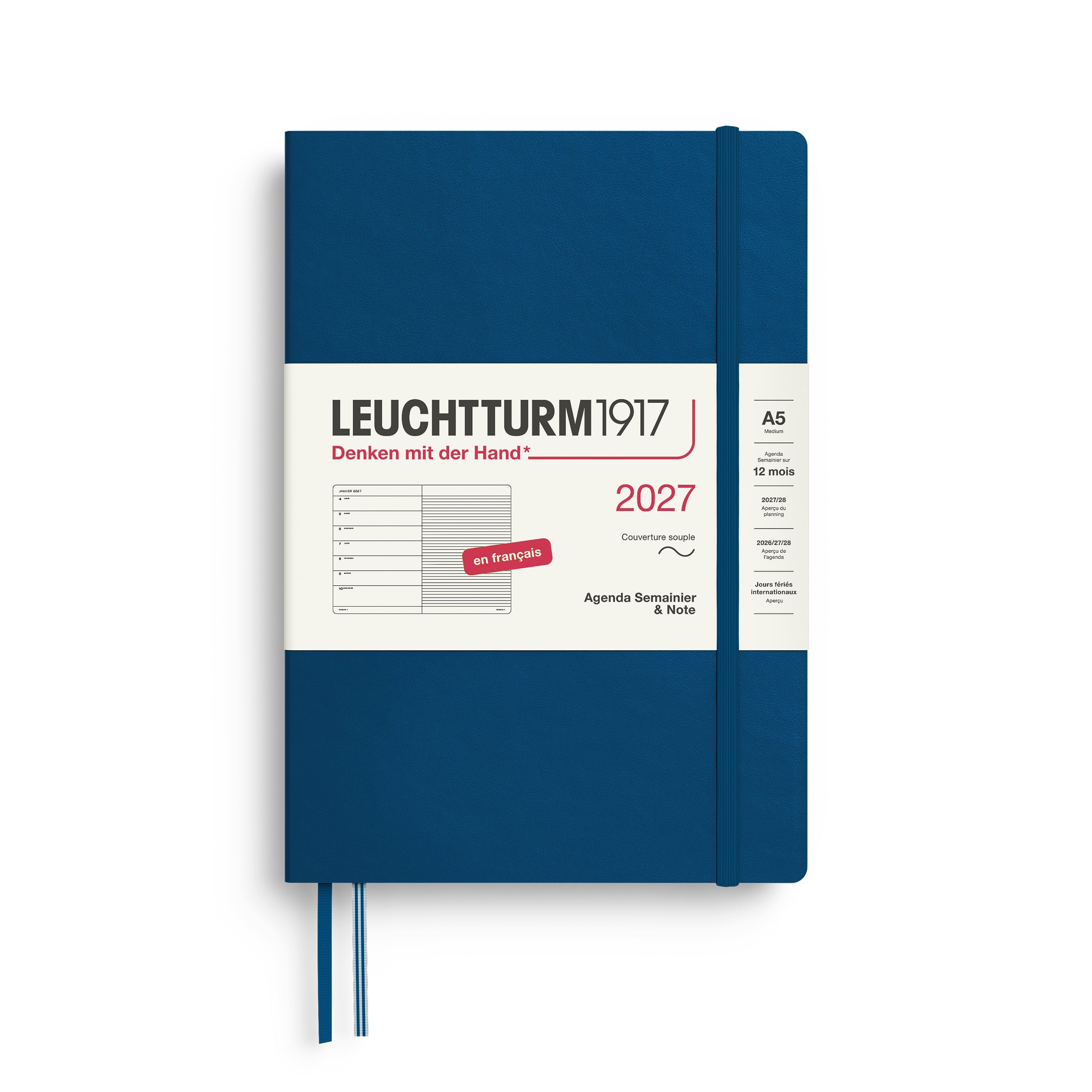 Agenda Semainier & Note Ligné 2027 LEUCHTTURM1917, Français - A5 - Softcover - Indigo - 4070292003795