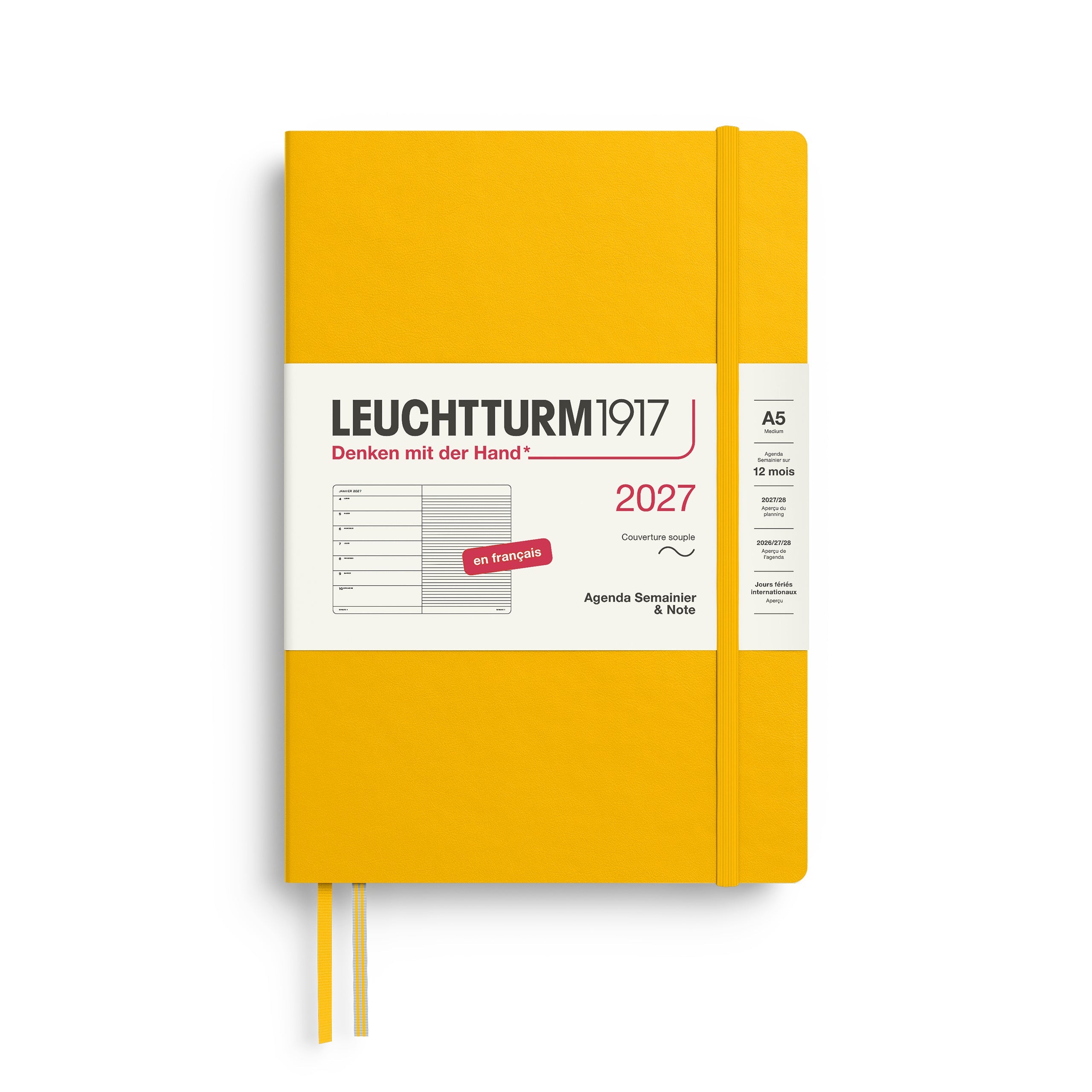 Agenda Semainier & Note Ligné 2027 LEUCHTTURM1917, Français - A5 - Softcover - Sunflower - 4070292003764