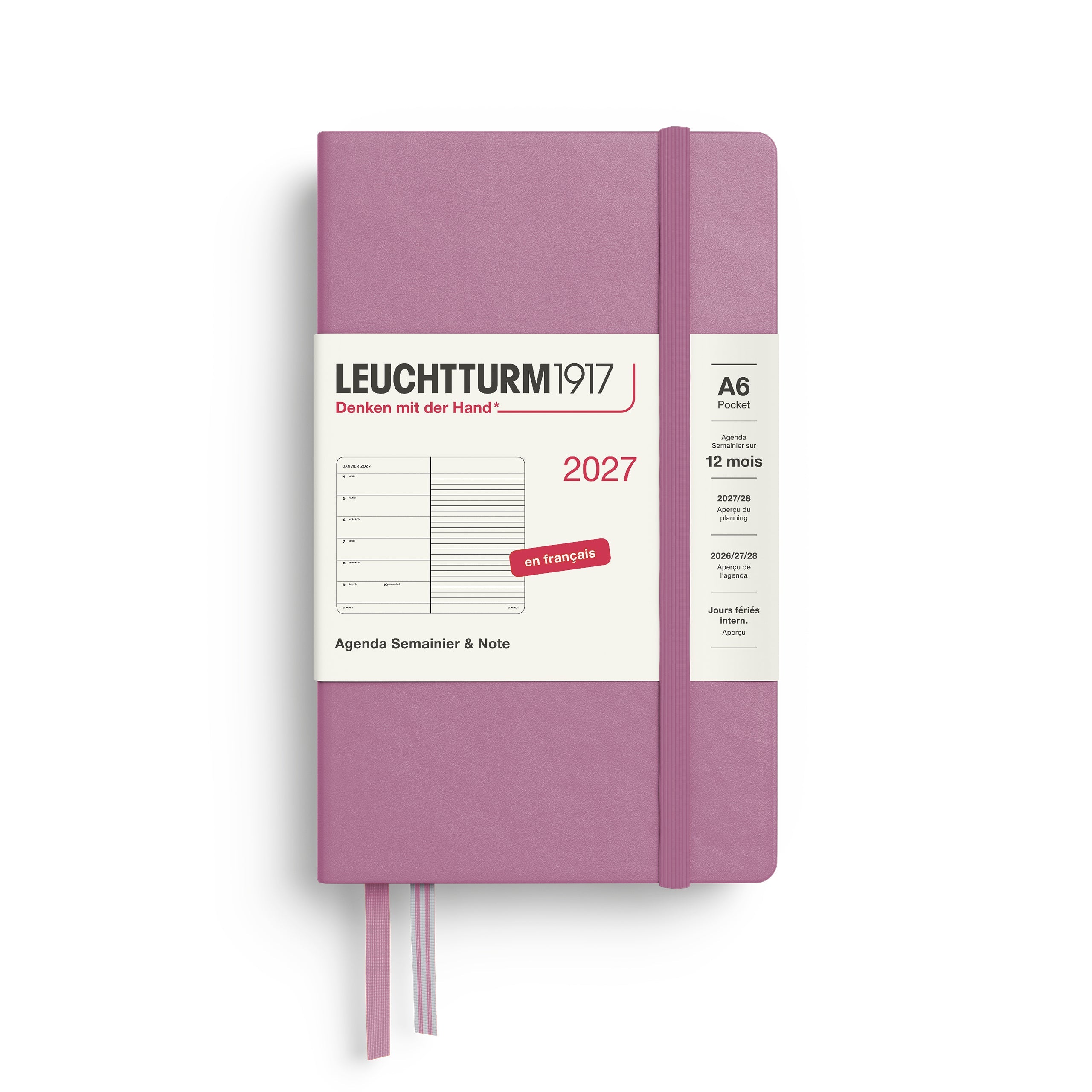 Agenda Semainier & Note Ligné 2027 LEUCHTTURM1917, Français - A6 - Hardcover - Dusty Rose - 4070292003702