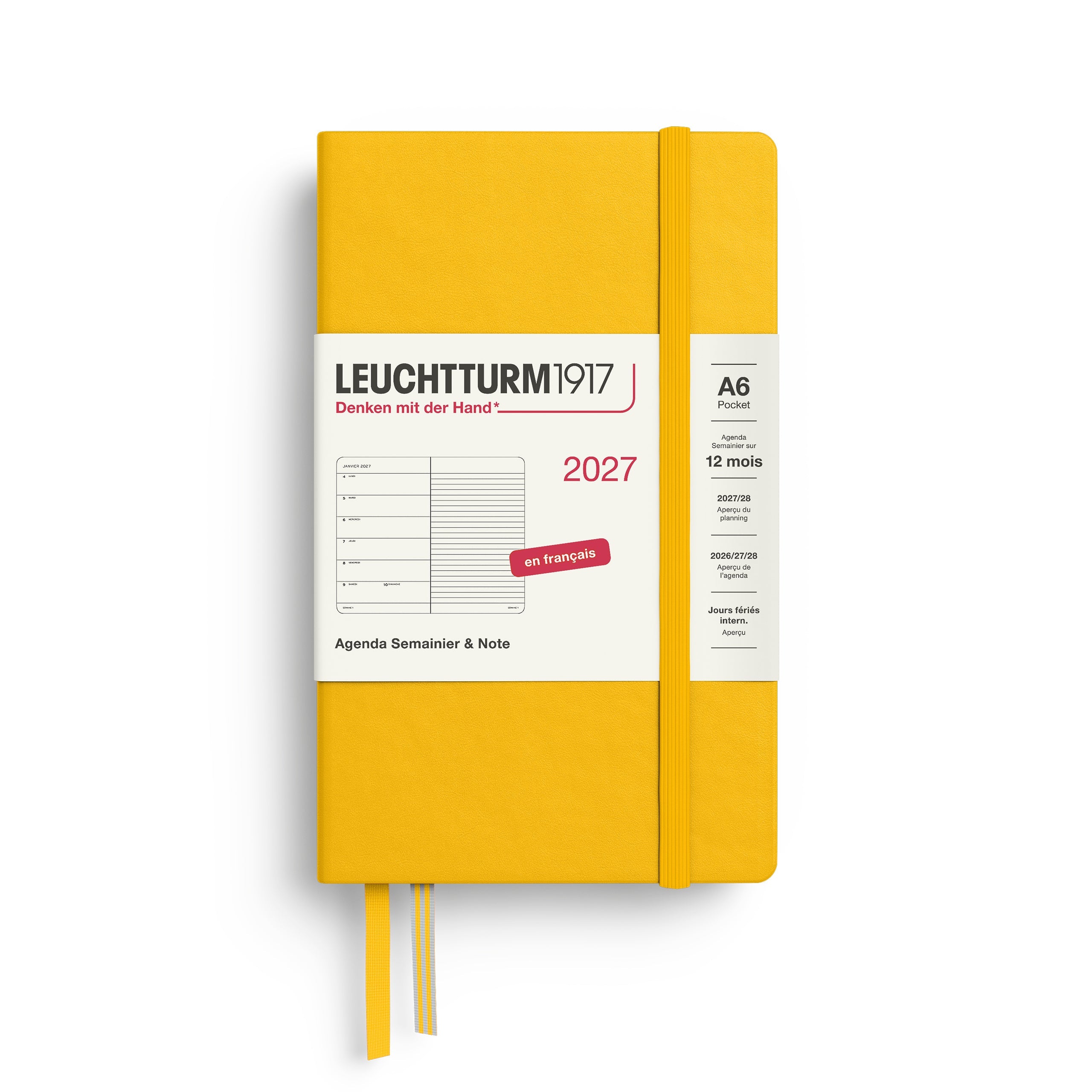 Agenda Semainier & Note Ligné 2027 LEUCHTTURM1917, Français - A6 - Hardcover - Sunflower - 4070292003719