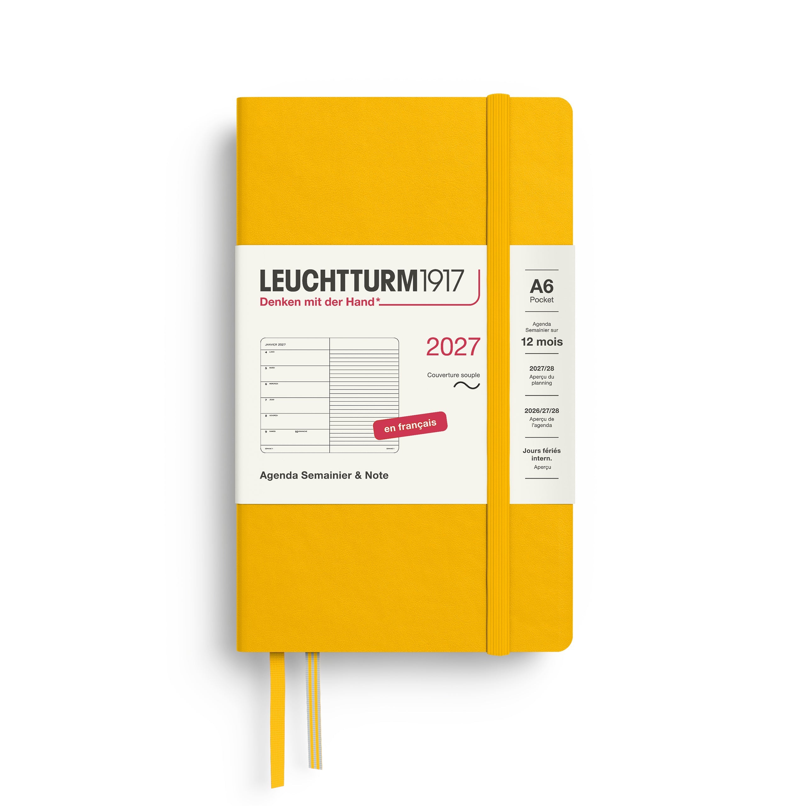 Agenda Semainier & Note Ligné 2027 LEUCHTTURM1917, Français - A6 - Softcover - Sunflower - 4070292003863