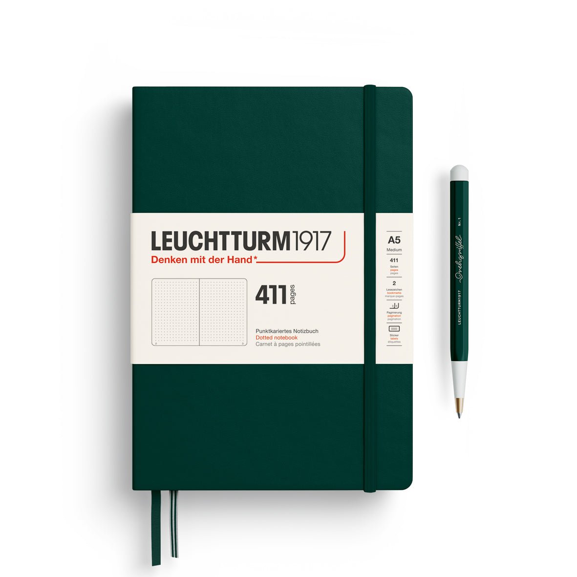 Carnet LEUCHTTURM1917 411 - A5 - Hardcover - Pointillé - Forest Green - 
