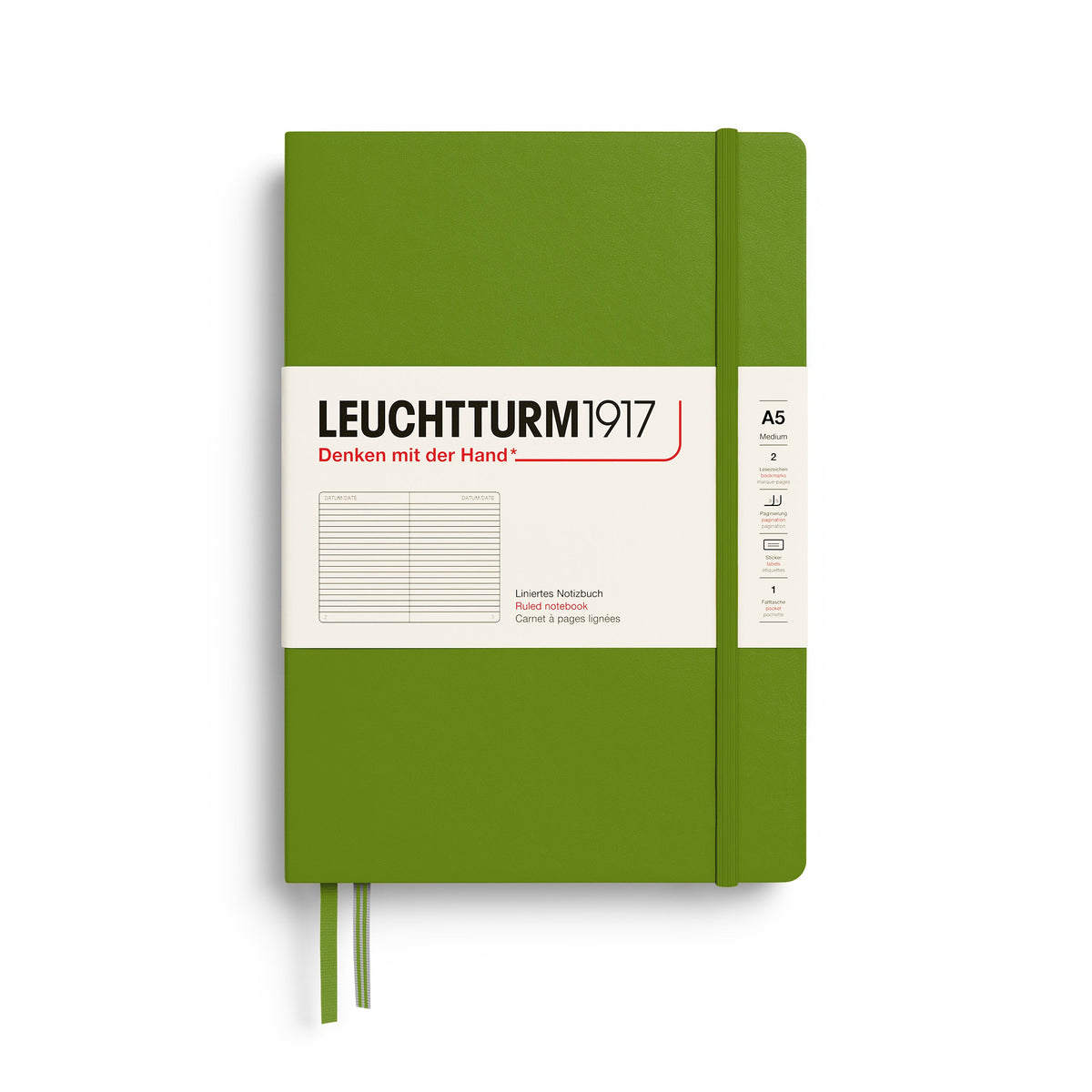 Carnet LEUCHTTURM1917 Classic - A5 - Hardcover - Ligné - Moss - 4070292008288