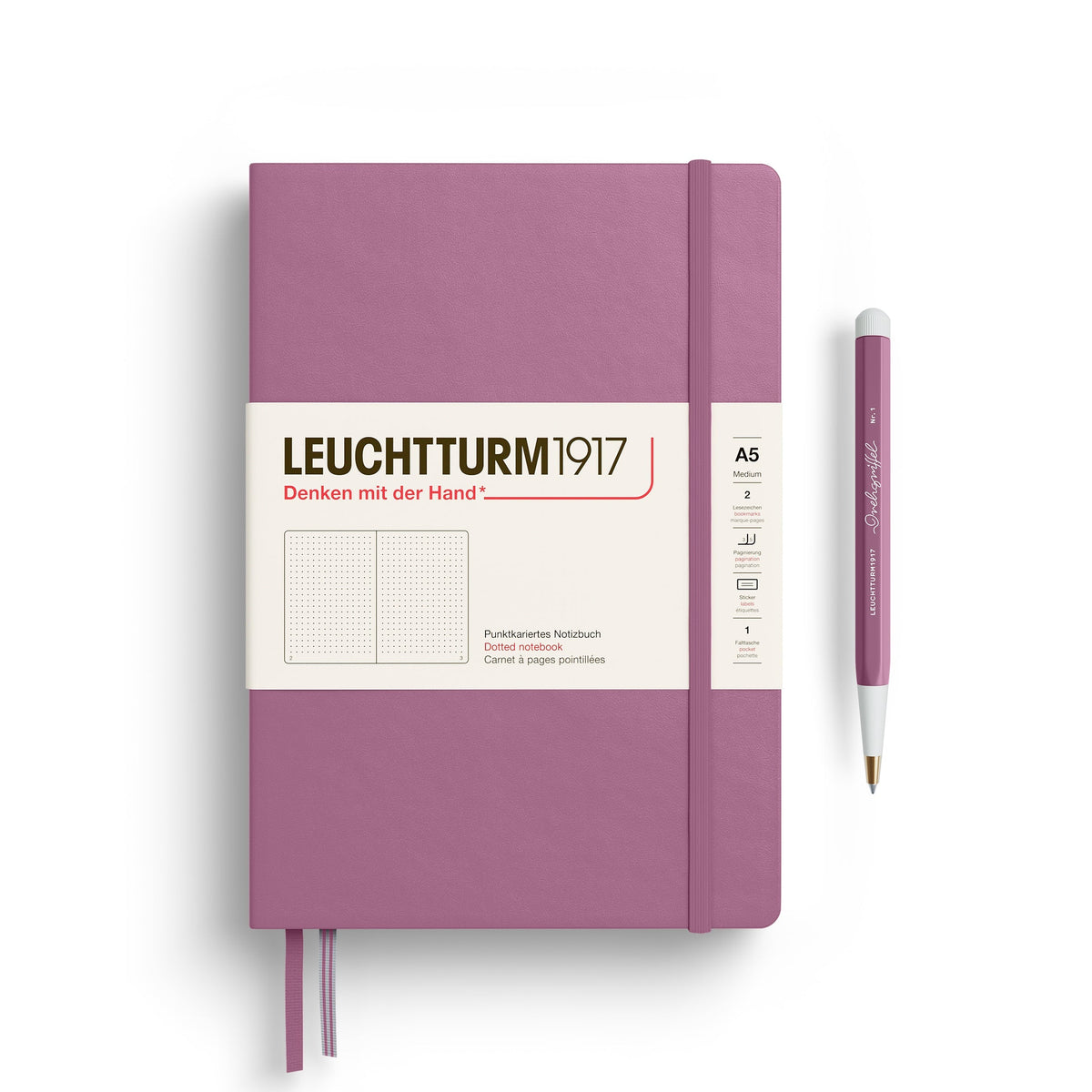 Carnet LEUCHTTURM1917 Classic - A5 - Hardcover - Pointillé - Dusty Rose - 4004117661242