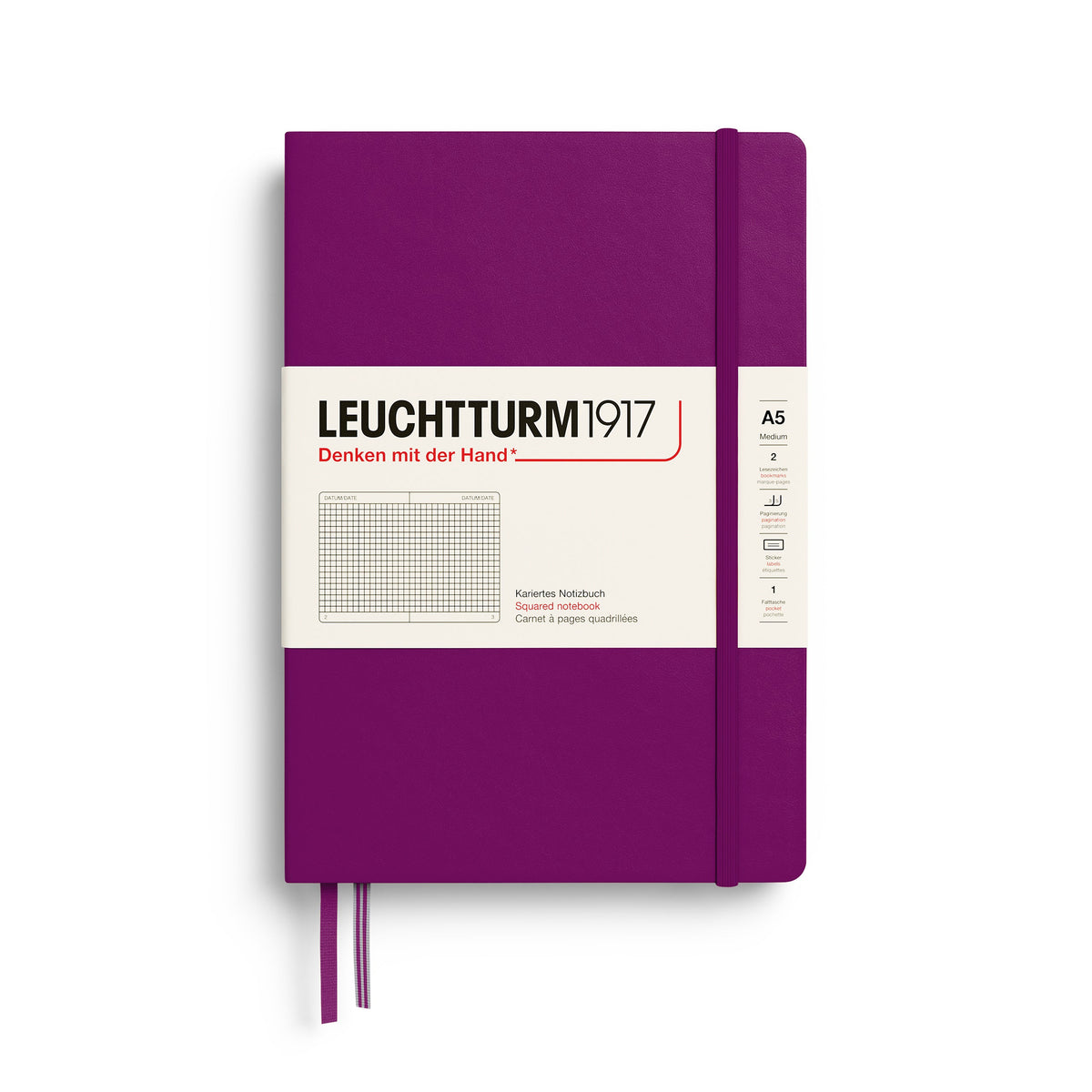 Carnet LEUCHTTURM1917 Classic - A5 - Hardcover - Quadrillé - Burgundy - 4070292008257