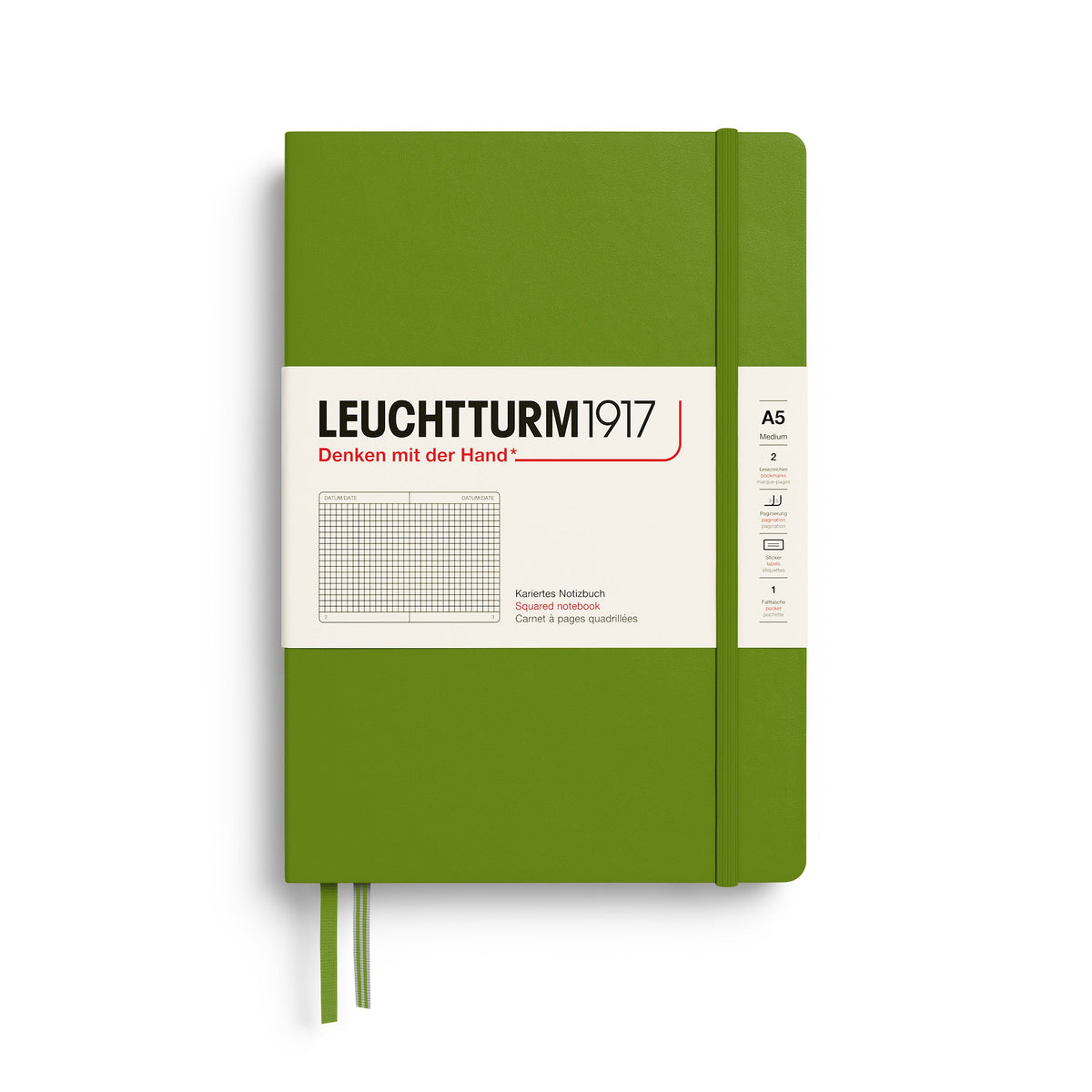 Carnet LEUCHTTURM1917 Classic - A5 - Hardcover - Quadrillé - Moss - 4070292008295