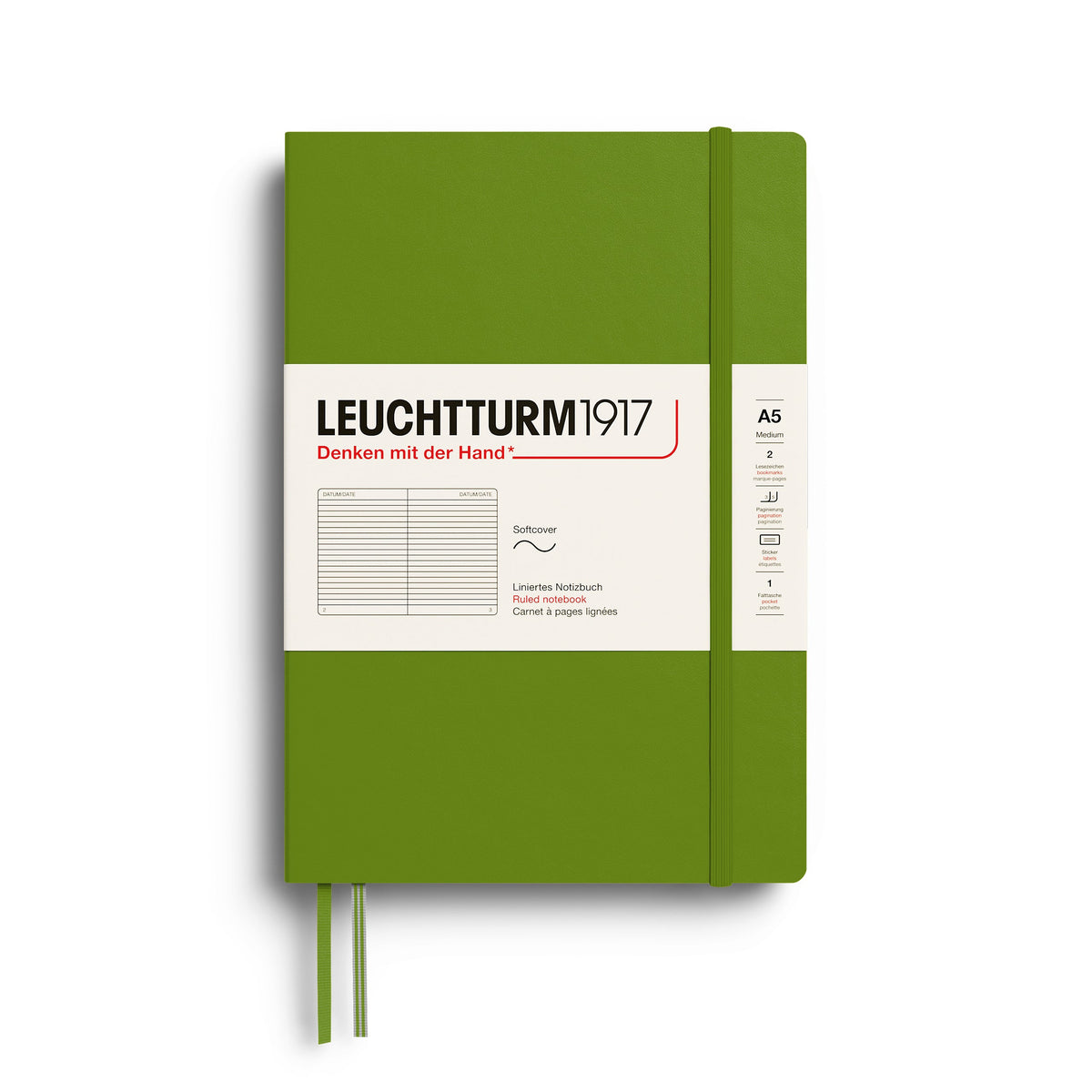 Carnet LEUCHTTURM1917 Classic - A5 - Softcover - Ligné - Moss - 4070292008424
