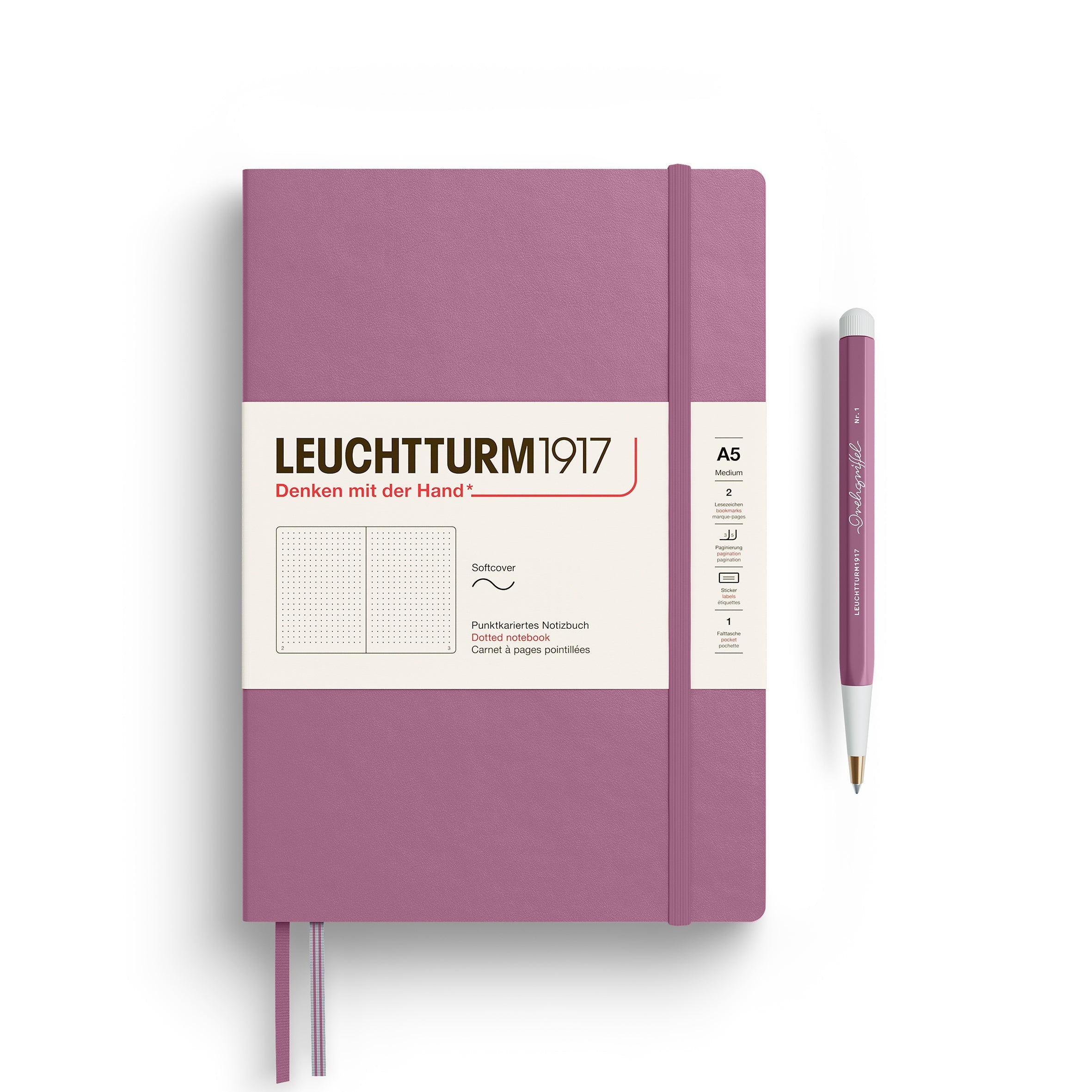 Carnet LEUCHTTURM1917 Classic - A5 - Softcover - Pointillé - Dusty Rose - 4004117661402