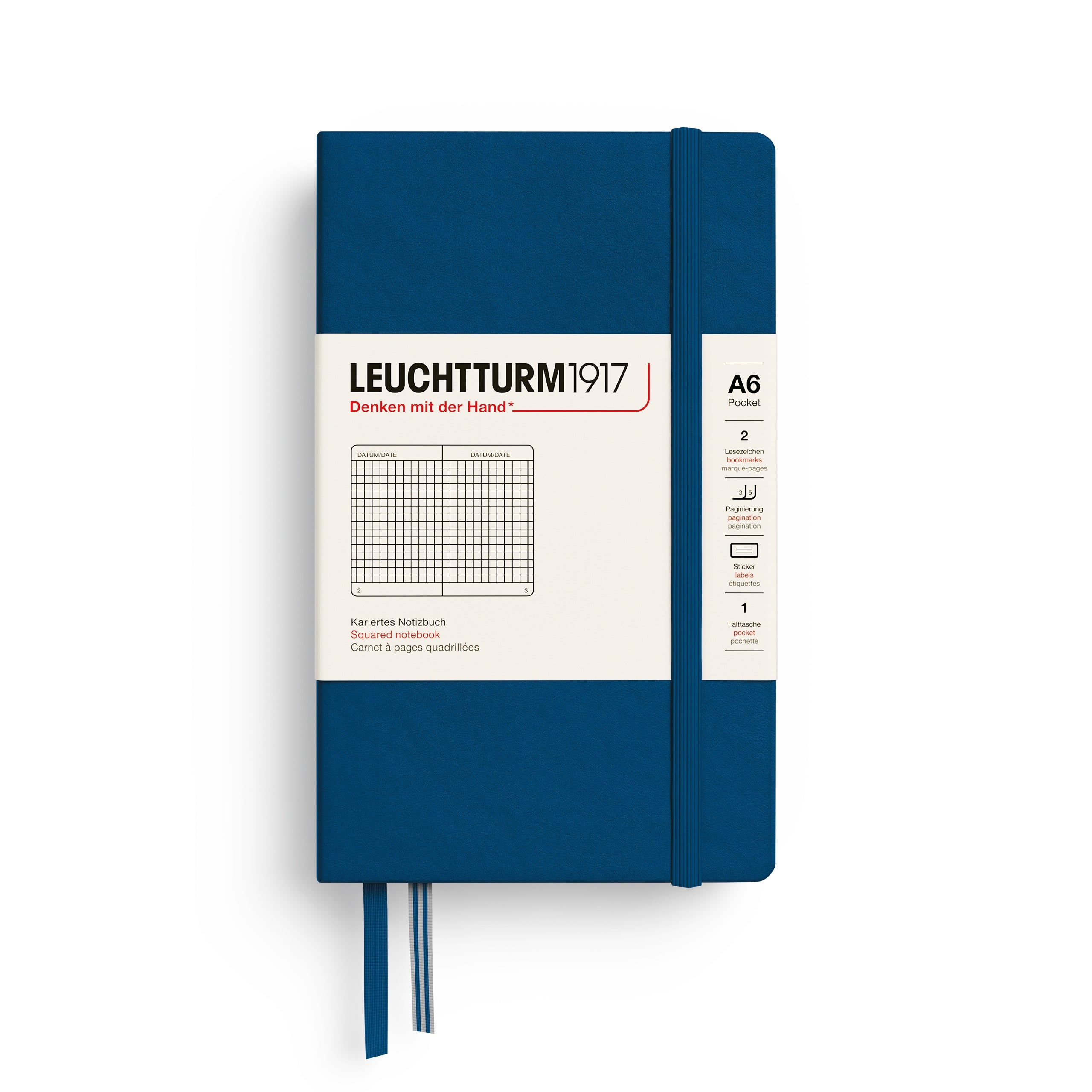 Carnet LEUCHTTURM1917 Classic - A6 - Hardcover - Quadrillé - Indigo - 