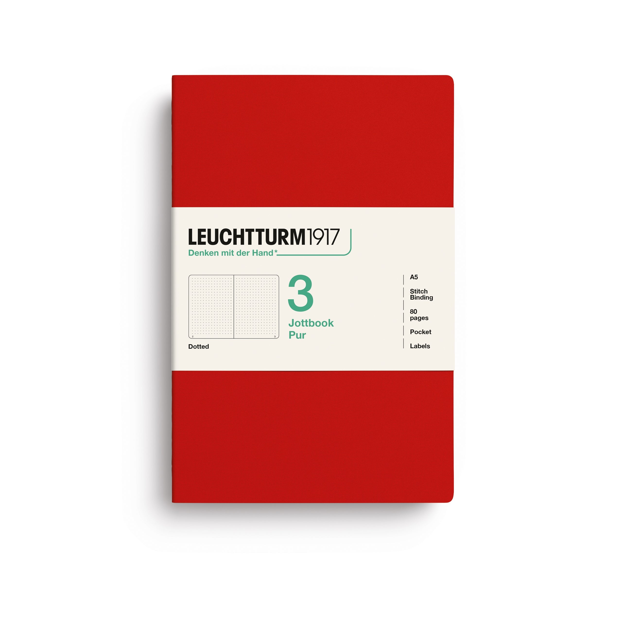Carnet LEUCHTTURM1917 Jottbook Pur - A5 - Softcover - Pointillé - Cherry - 4070292006666