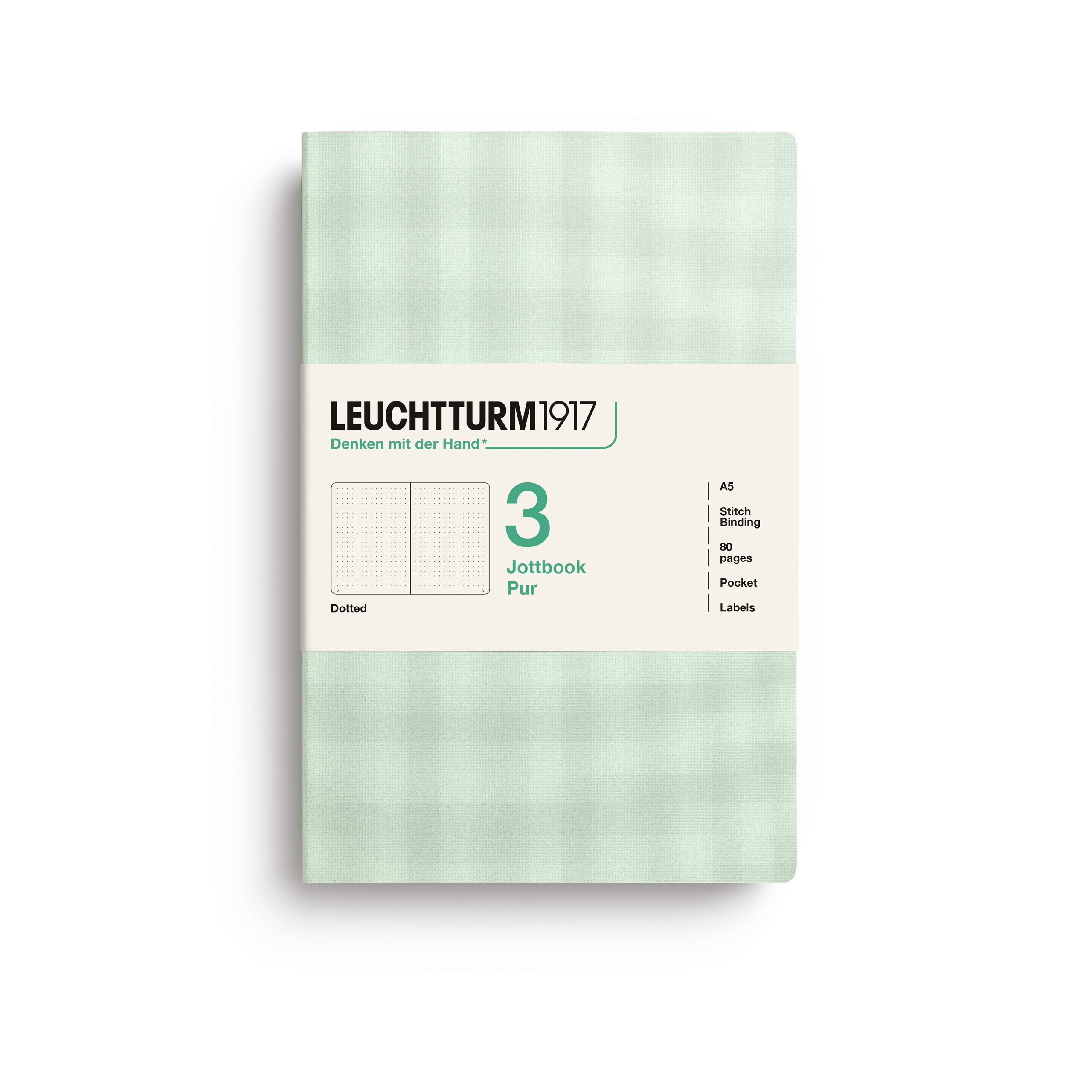 Carnet LEUCHTTURM1917 Jottbook Pur - A5 - Softcover - Pointillé - Mint Green - 4070292006277