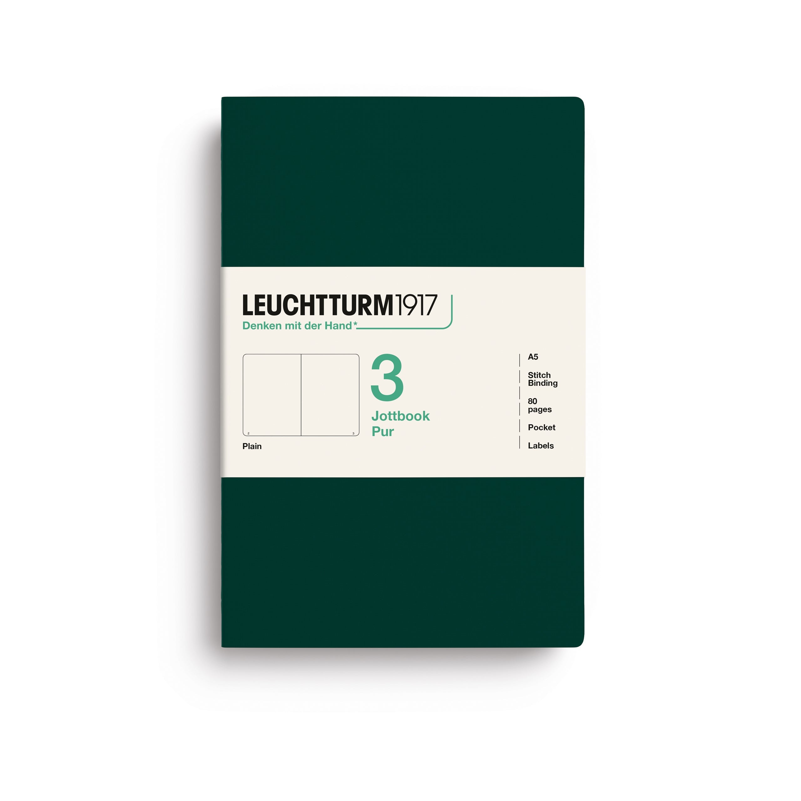Carnet LEUCHTTURM1917 Jottbook Pur - A5 - Softcover - Uni - Forest Green - 4070292006192