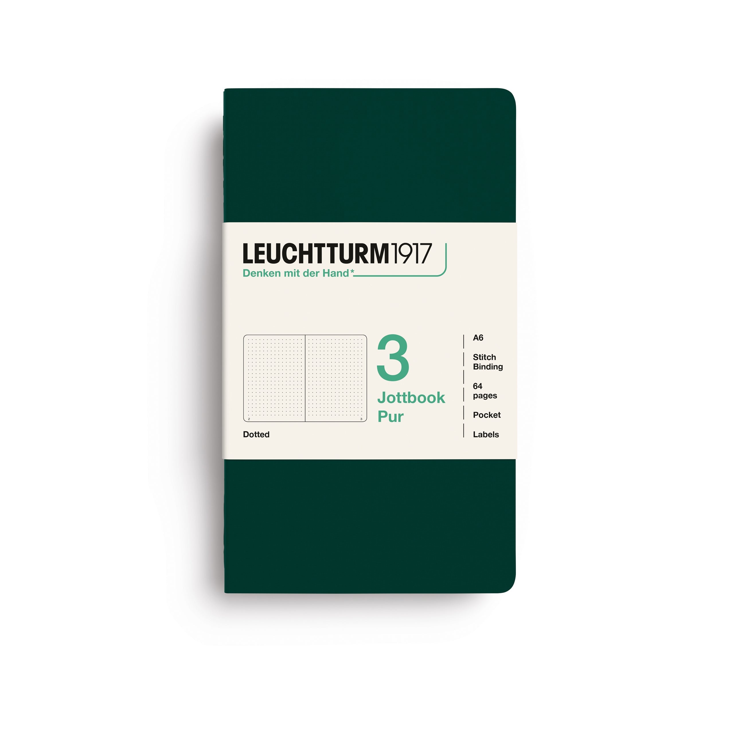 Carnet LEUCHTTURM1917 Jottbook Pur - A6 - Softcover - Pointillé - Forest Green - 4070292006505