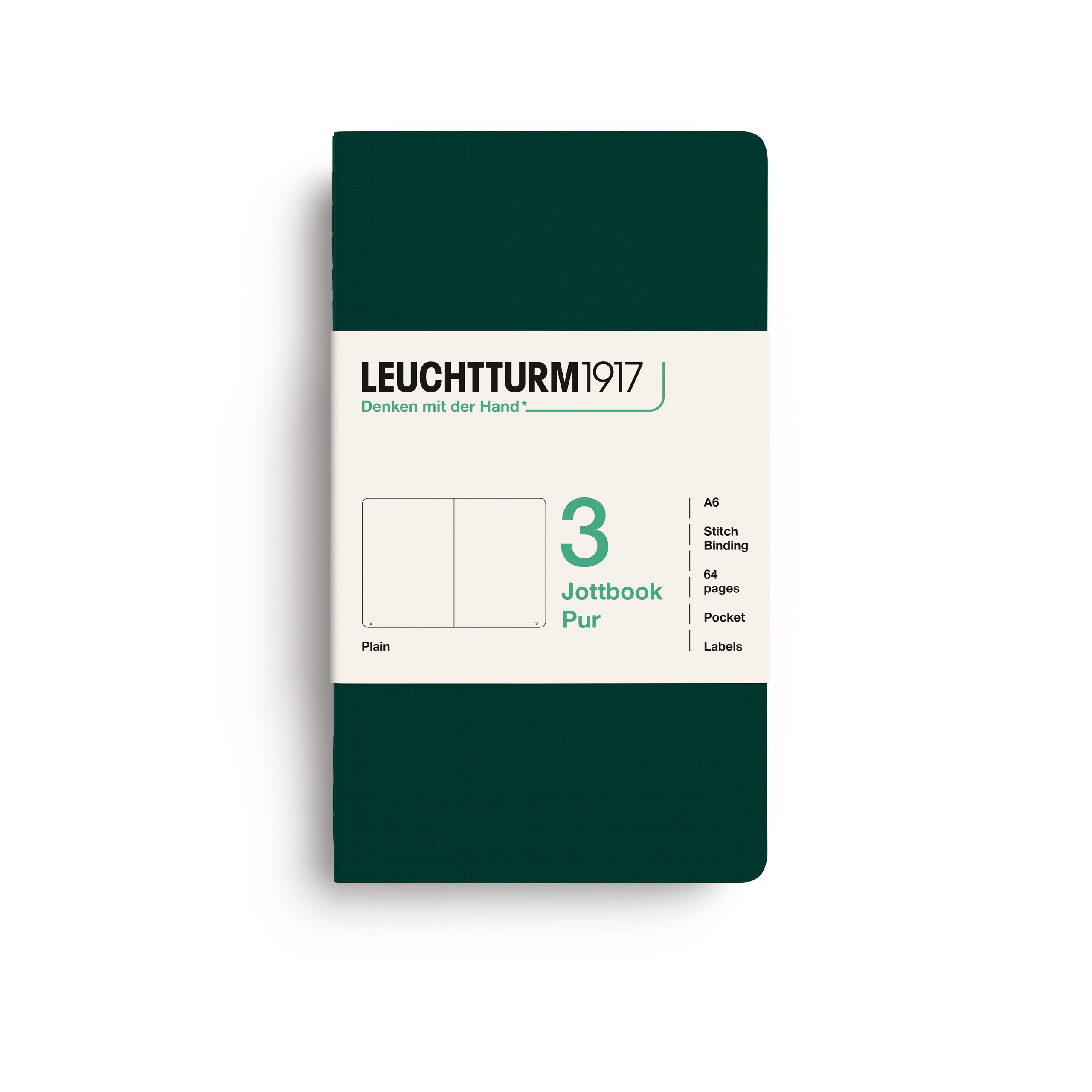 Carnet LEUCHTTURM1917 Jottbook Pur - A6 - Softcover - Uni - Forest Green - 4070292006420
