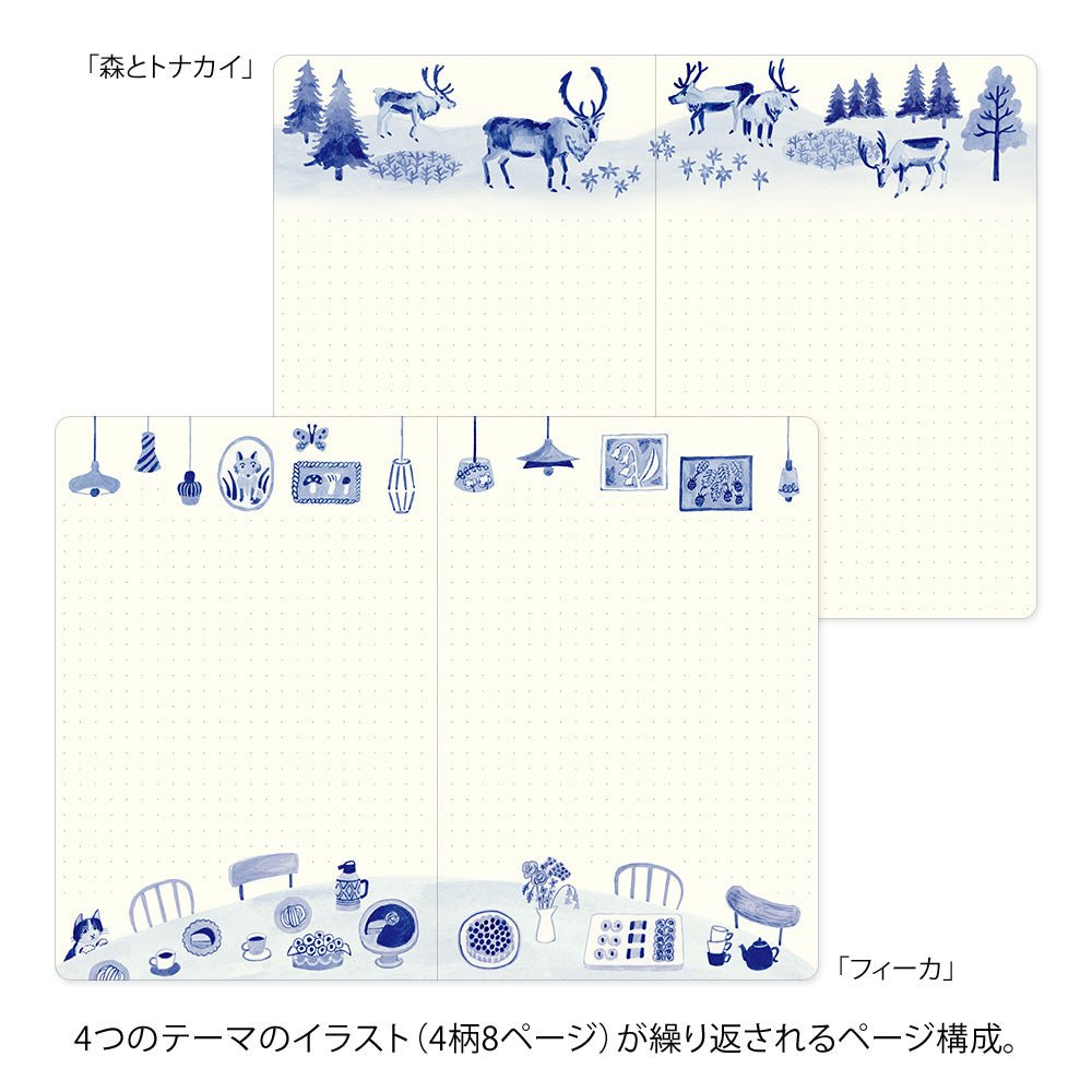 Carnet MIDORI Notebook Yuru Log - B6 - Pointillé - Bleu Nordique - 